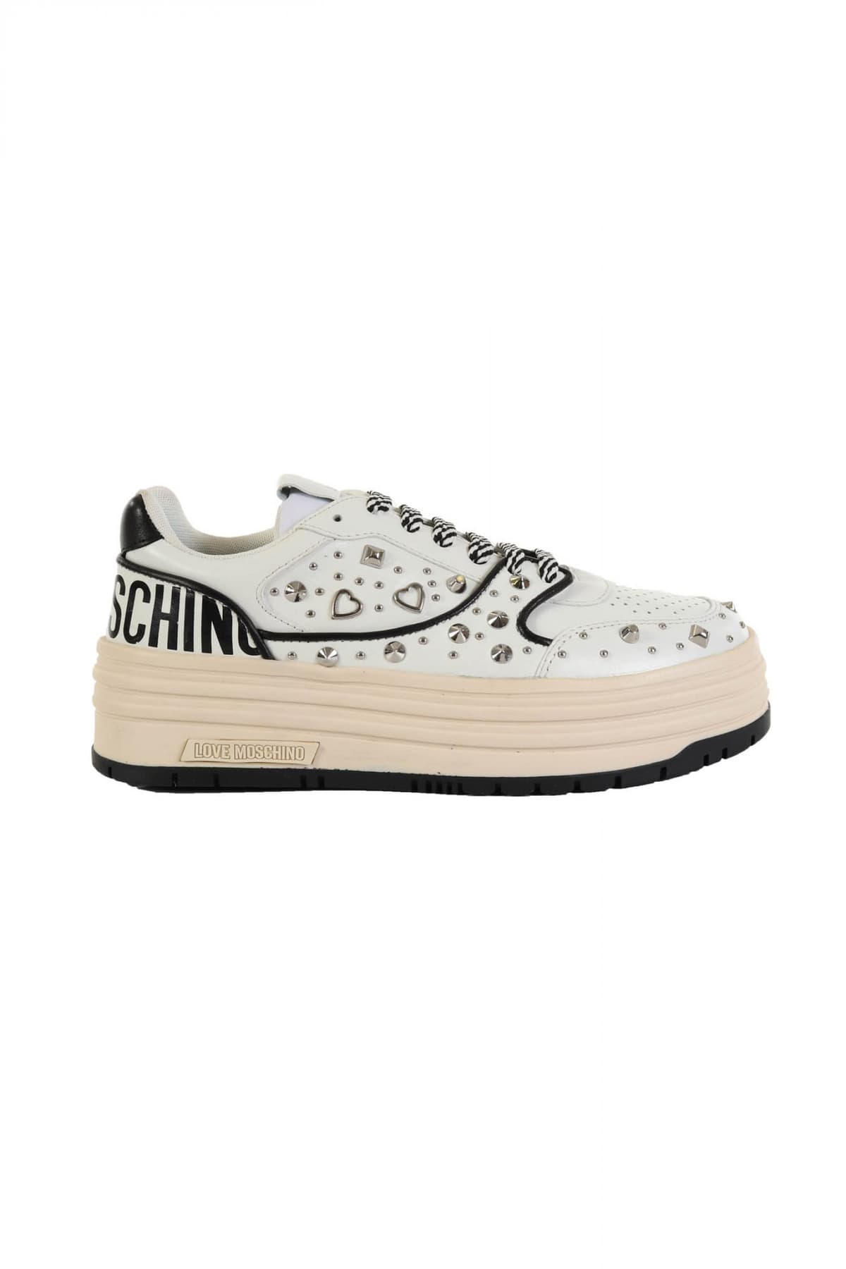 LOVE MOSCHINO ΠΑΠΟΥΤΣΙΑ SNEAKERS ΤΡΟΥΞ ΜΑΥΡΕΣ ΛΕΠΤΟΜΕΡΕΙΕΣ PRINT LOGO ΛΕΥΚΟ