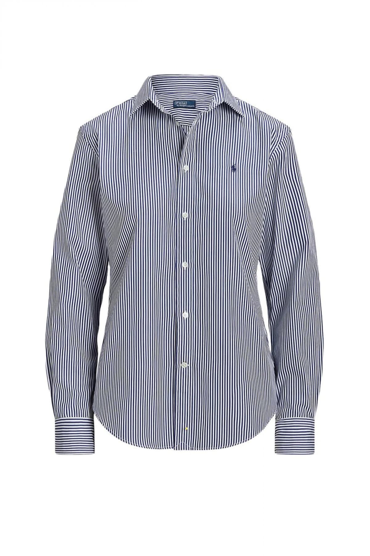 RALPH LAUREN ΠΟΥΚΑΜΙΣΟ CLASSICS ΡΙΓΕ ΛΕΥΚΟ-ΜΠΛΕ