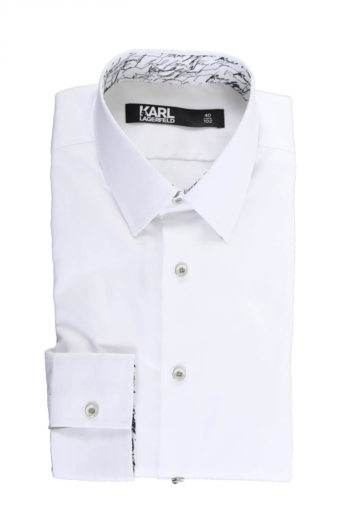 KARL LAGERFELD ΠΟΥΚΑΜΙΣΟ MODERN FIT ΜΕΤΑΛΛΙΚΑ ΚΟΥΜΠΙΑ ΜΑΥΡΟ