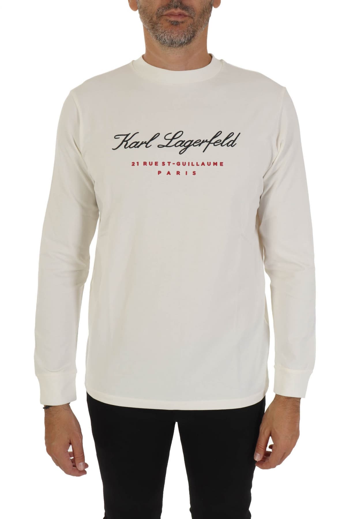 KARL LAGERFELD T-SHIRT LOGO 21 RUE ST-GUILLAUME PARIS ΜΑΥΡΟ ΥΠΟΛΕΥΚΟ