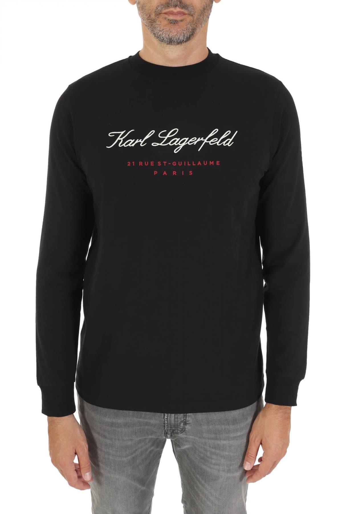 KARL LAGERFELD T-SHIRT LOGO 21 RUE ST-GUILLAUME PARIS ΜΑΥΡΟ ΥΠΟΛΕΥΚΟ