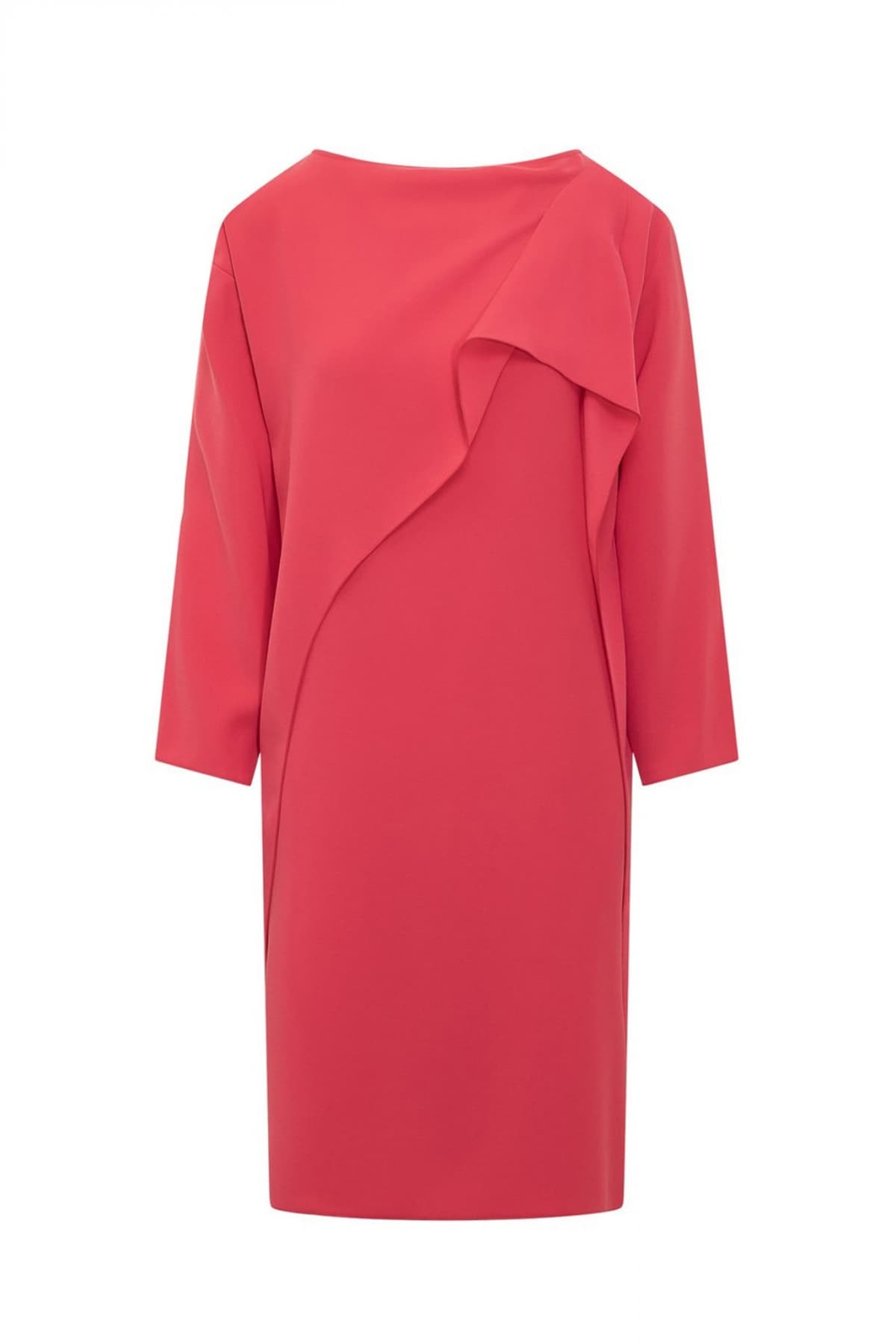 EMPORIO ARMANI ΦΟΡΕΜΑ MIDI ΦΕΡΜΟΥΑΡ ΜΠΡΟΣΤΑ ΜΑΝΙΚΙ ΦΟΥΞΙΑ