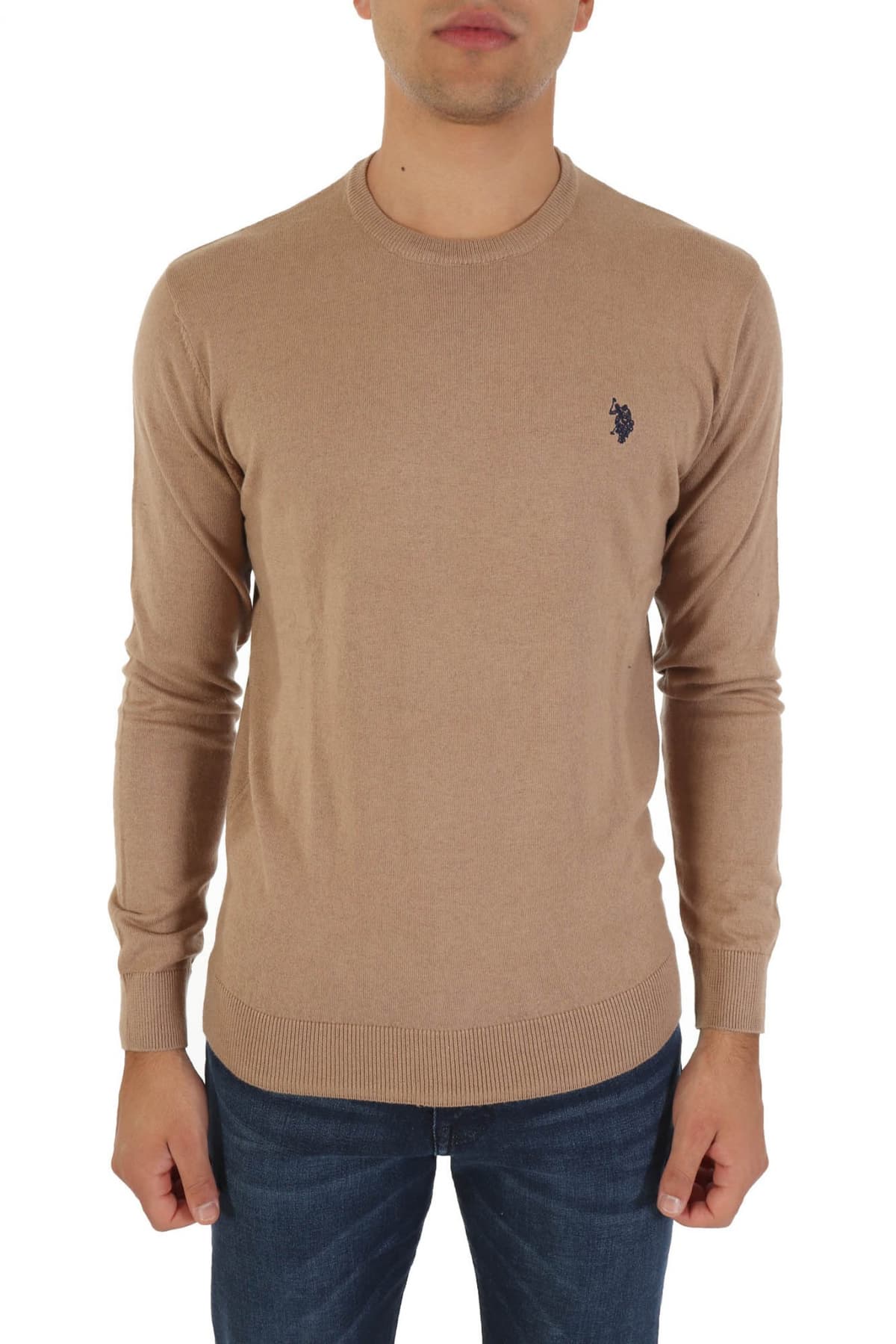 U.S. POLO ASSN ΠΛΕΚΤΟ CREW NECK LEON ΜΑΥΡΟ