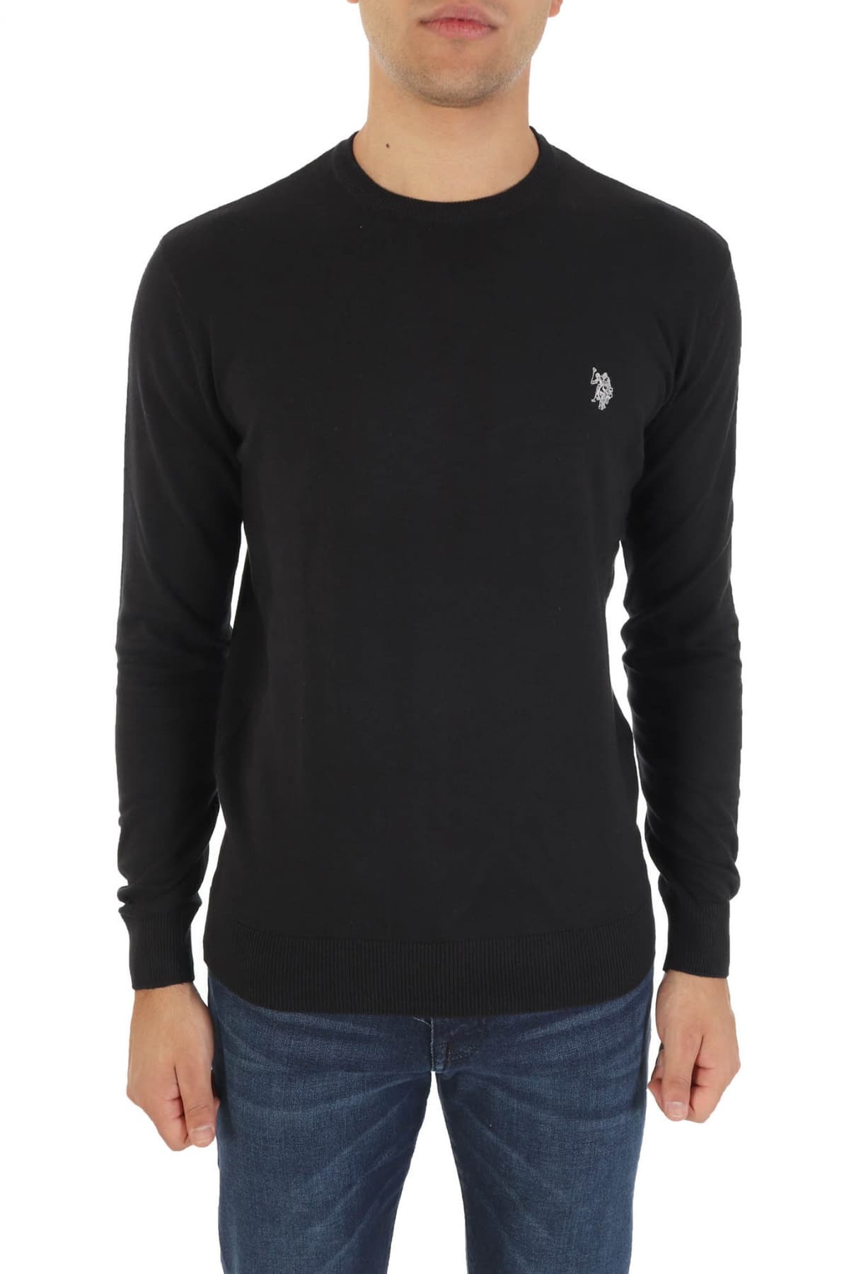 U.S. POLO ASSN ΠΛΕΚΤΟ CREW NECK LEON ΜΑΥΡΟ