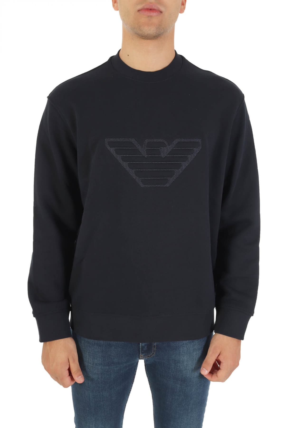 EMPORIO ARMANI ΦΟΥΤΕΡ CREWNECK LOGO ΜΠΛΕ