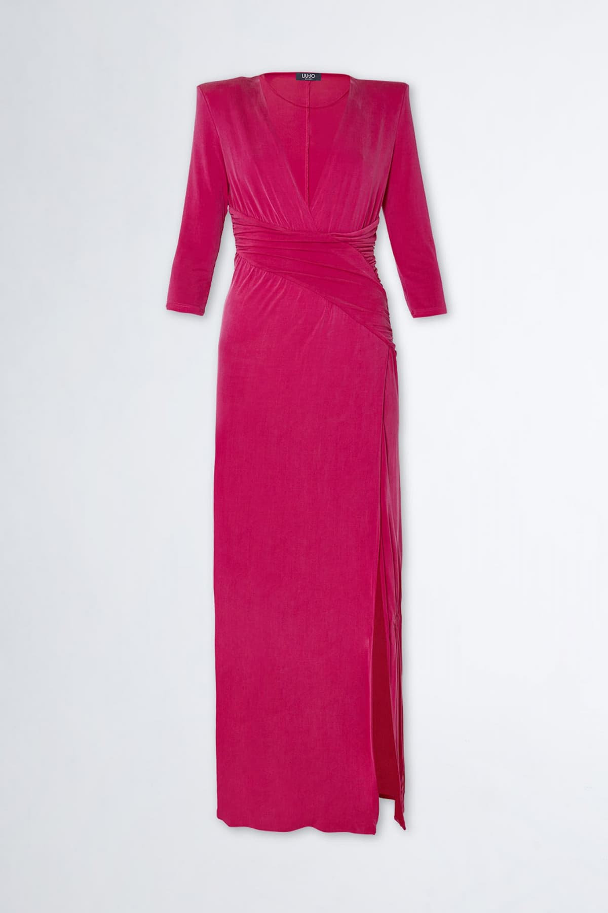 LIU -JO ΦΟΡΕΜΑ MAXI ΤΡΟΥΑΚΑΡ ΜΑΝΙΚΙ V-NECK ΑΝΟΙΓΜΑ ΠΛΑΙ ΣΚΟΥΡΟ ΡΟΖ