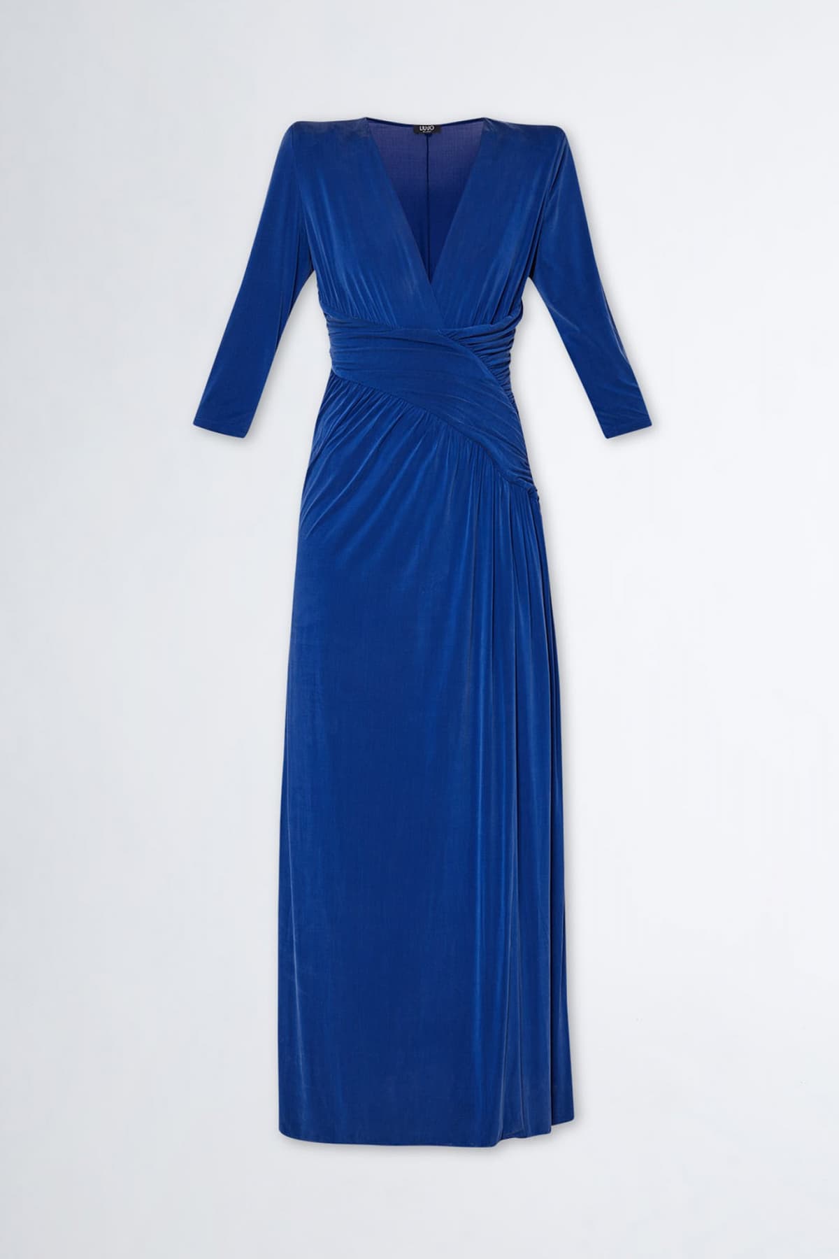 LIU -JO ΦΟΡΕΜΑ MAXI ΤΡΟΥΑΚΑΡ ΜΑΝΙΚΙ V-NECK ΑΝΟΙΓΜΑ ΠΛΑΙ ΣΚΟΥΡΟ ΡΟΖ