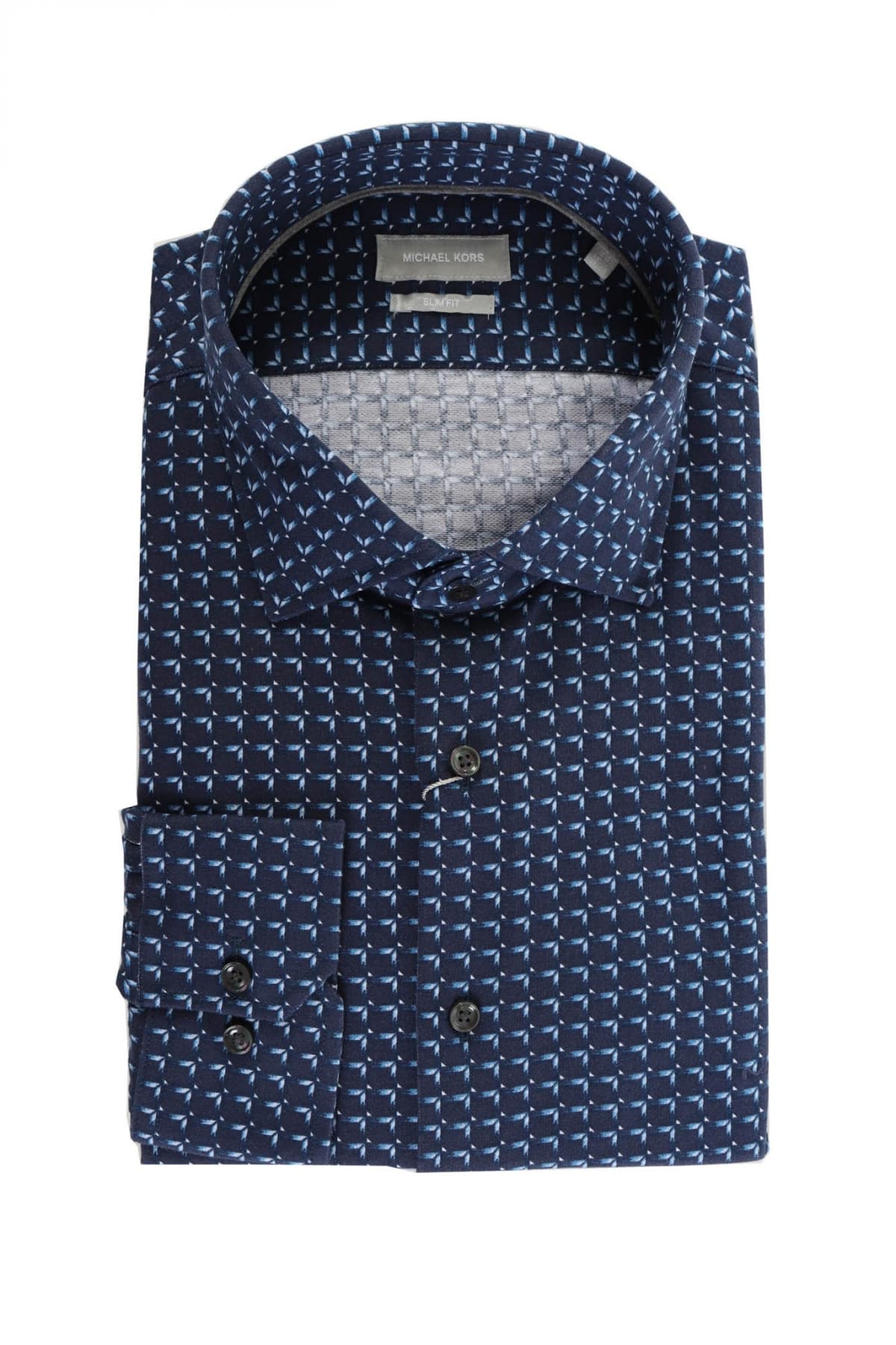 MICHAEL KORS ΠΟΥΚΑΜΙΣΟ ΜΙΚΡΟΣΧΕΔΙΟ SLIM FIT ΜΠΛΕ-ΣΙΕΛ