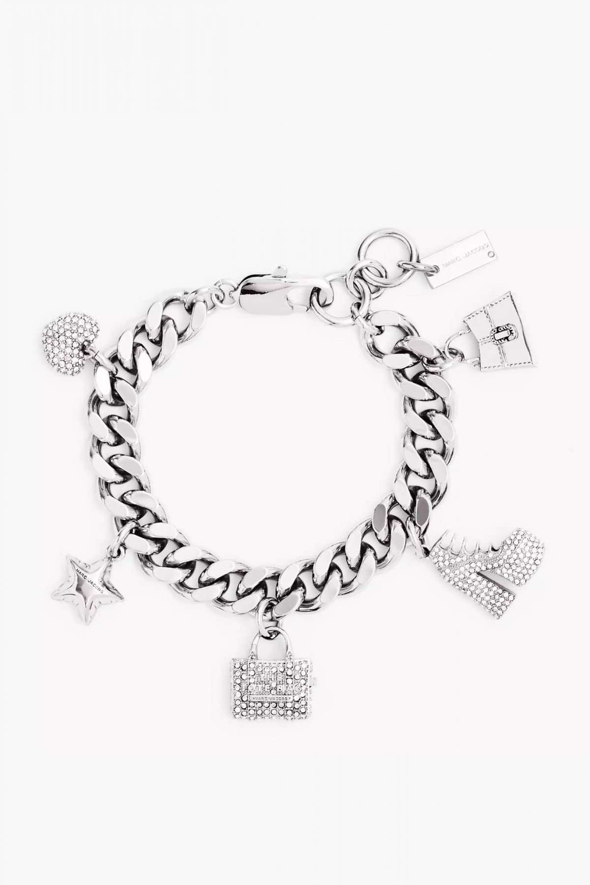 MARC JACOBS ΒΡΑΧΙΟΛΙ ΜΙΝΙ ICON PAVE CHARM BRACELET LOGO ΑΣΗΜΙ