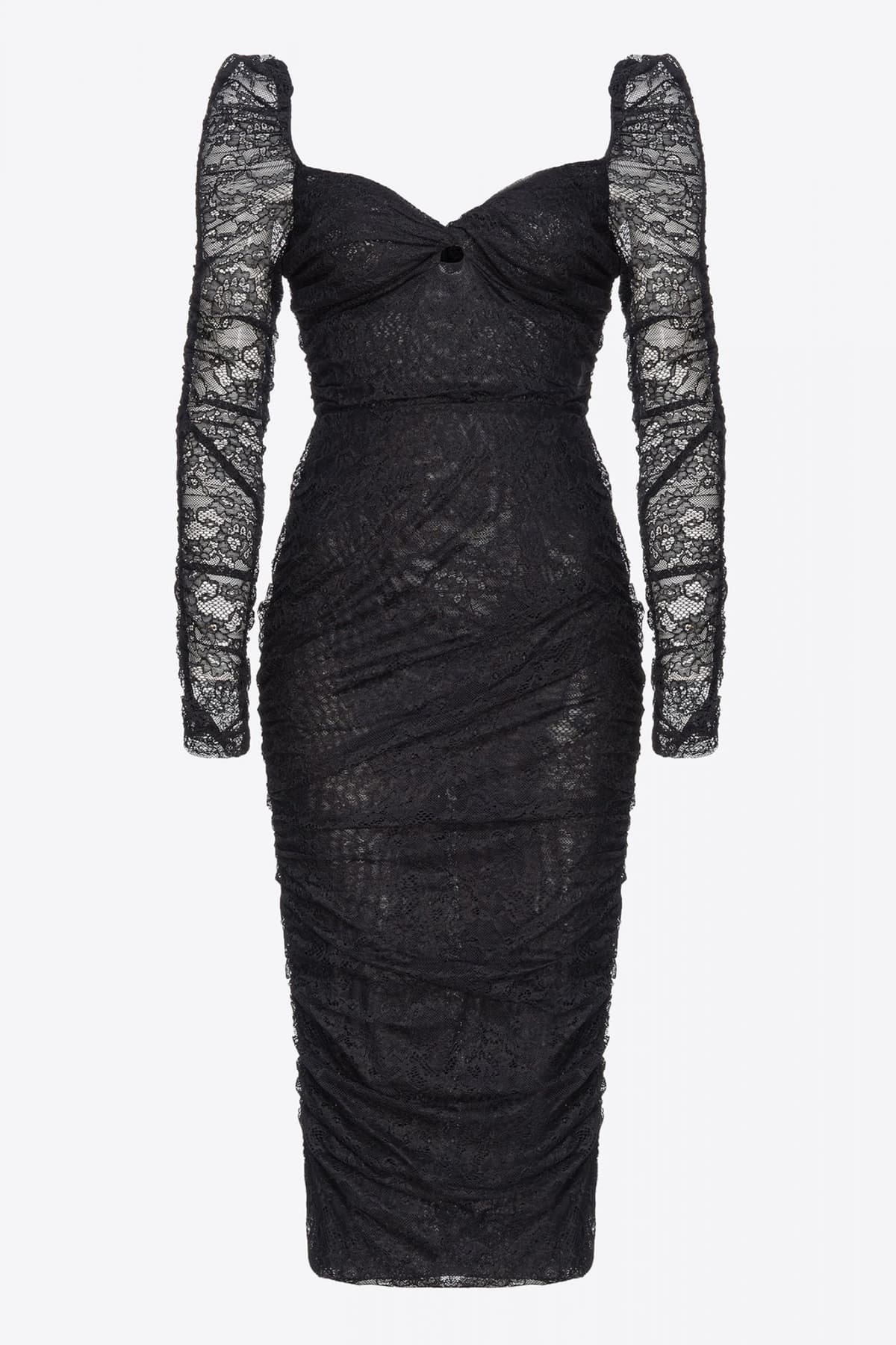 PINKO ΦΟΡΕΜΑ POLARITONE MIDI ΔΑΝΤΕΛΑ ΝΤΡΑΠΕ V-NECK ΜΑΥΡΟ