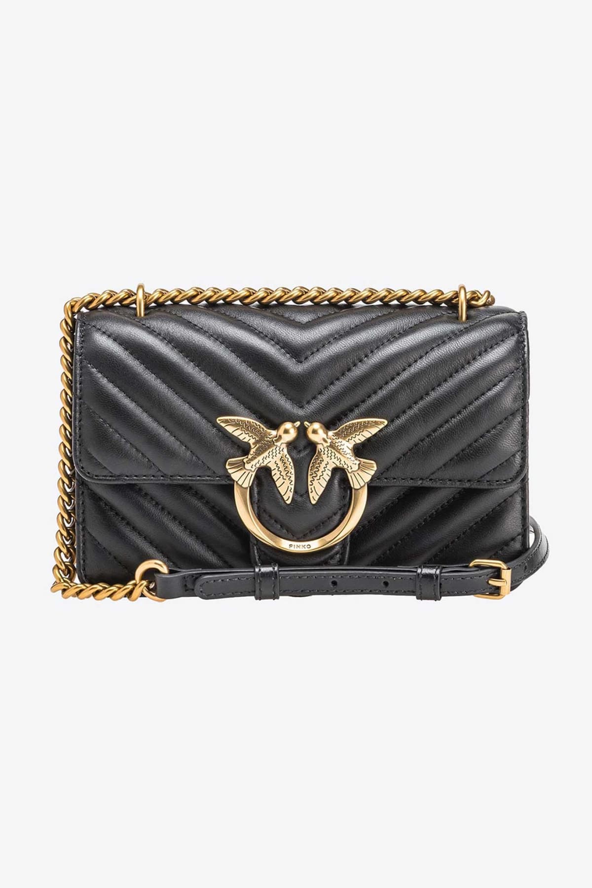 PINKO ΤΣΑΝΤΑΚΙ CROSS BODY LOVE ICON MINI DC ΛΕΥΚΟ-ANTIQUE GOLD