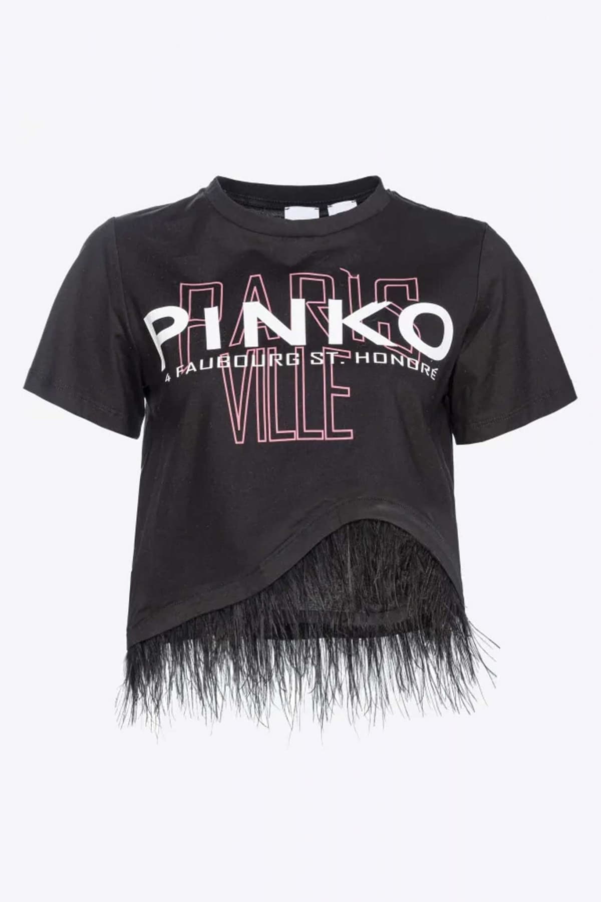 PINKO T-SHIRT CROP MARTIGANO ΠΟΥΠΟΥΛΑ LOGO ΜΑΥΡΟ