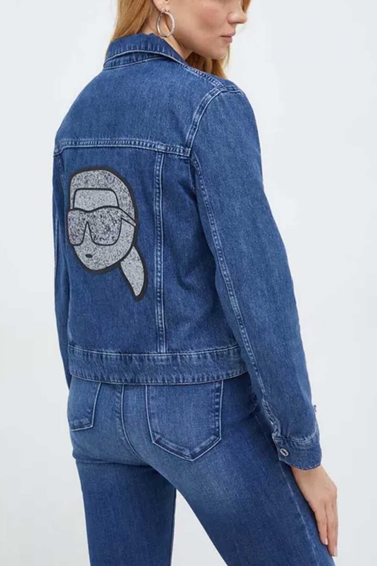 KARL LAGERFELD ΜΠΟΥΦΑΝ JEANS DENIM JACKET LOGO ΠΑΓΕΤΑ ΑΣΗΜΙ