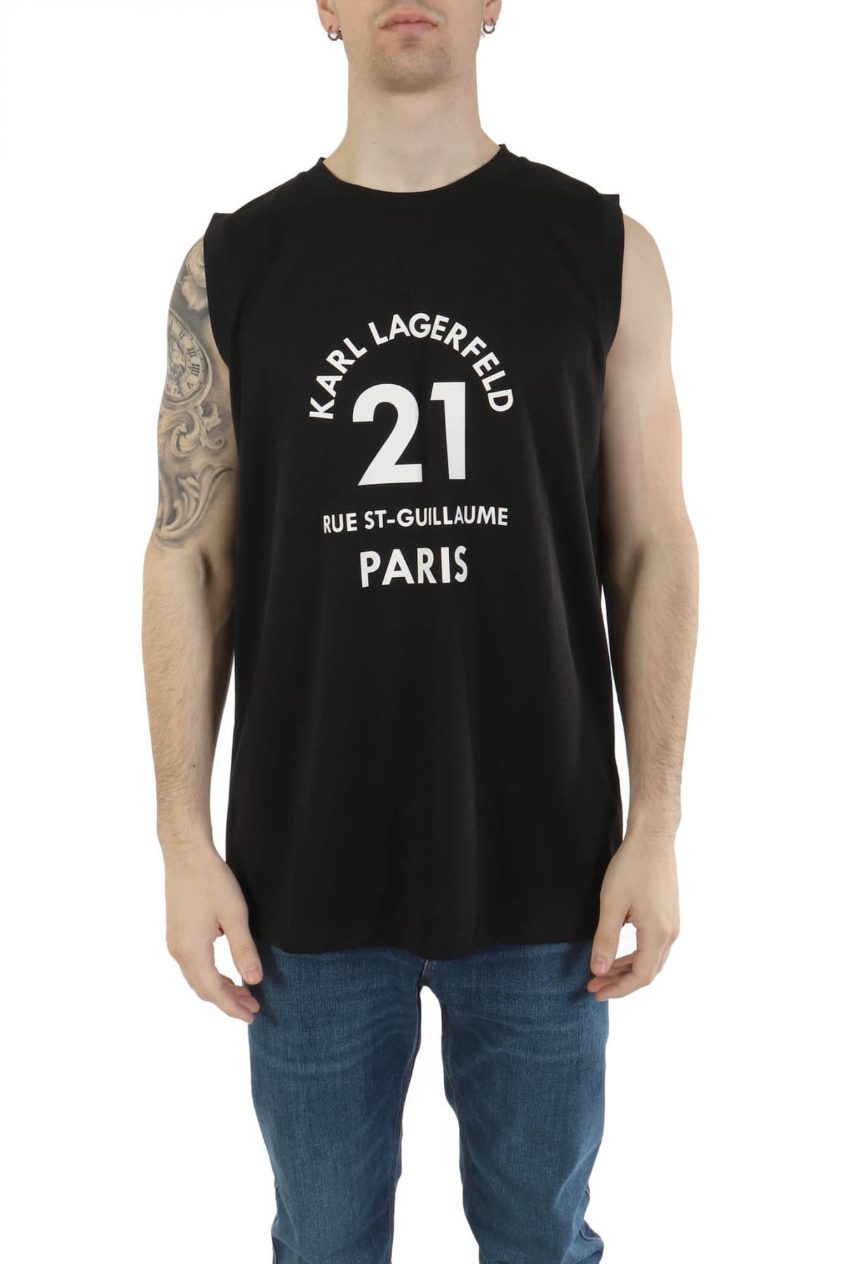 KARL LAGERFELD TANK TOP LOGO ΜΑΥΡΟ