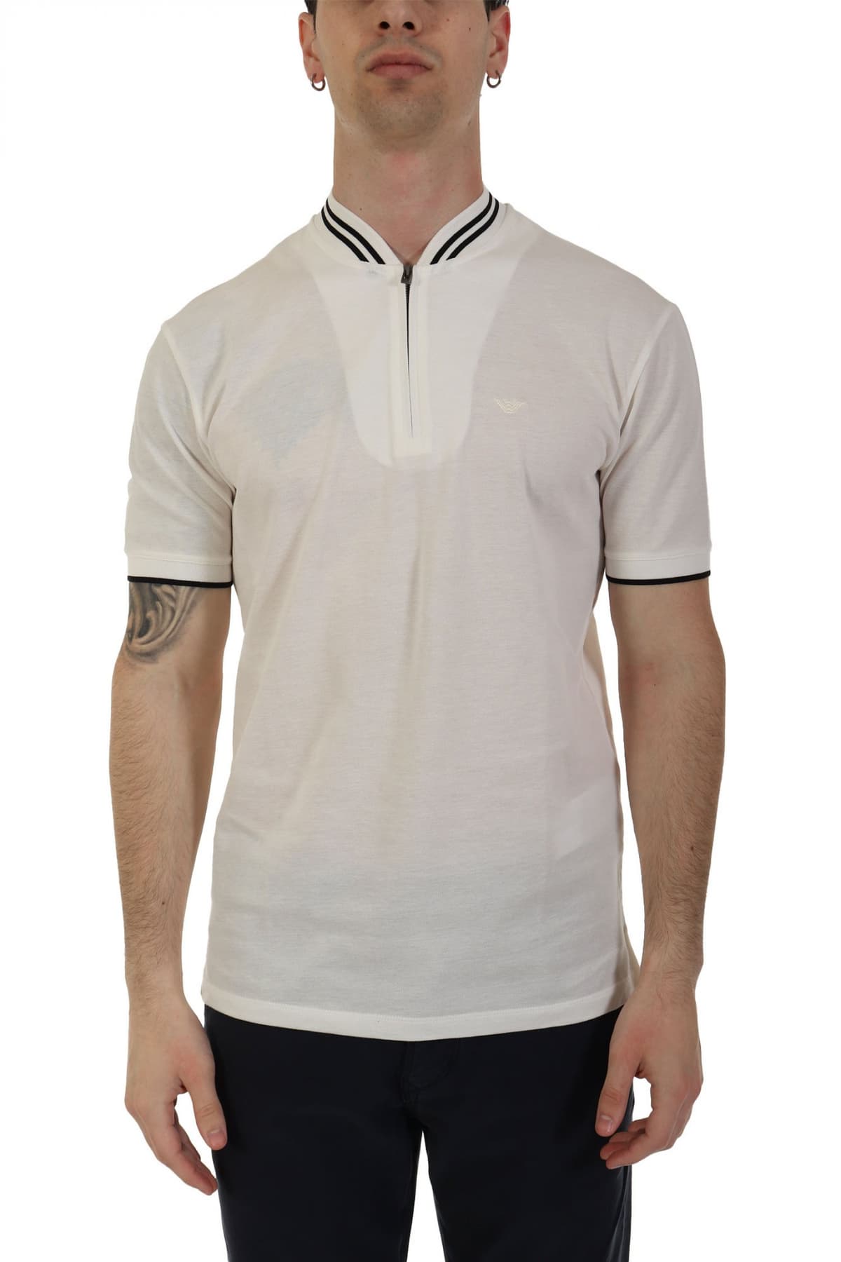 EMPORIO ARMANI POLO HALFZIP ΛΕΥΚΟ-ΜΑΥΡΟ
