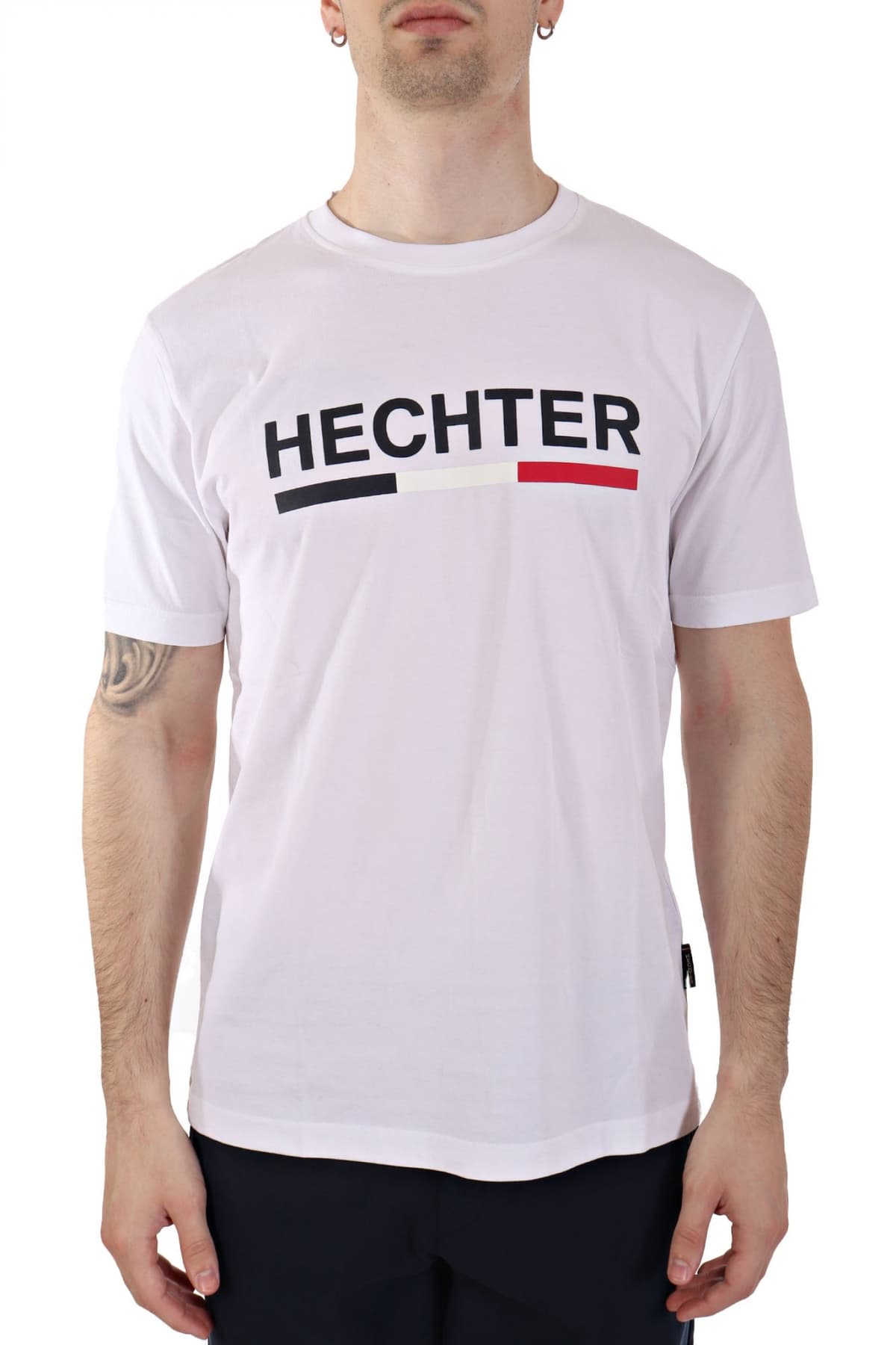 HECHTER T-SHIRT JERSEY LOGO ΑΝΑΓΛΥΦΟ ΜΕΓΑΛΟ ΛΕΥΚΟ