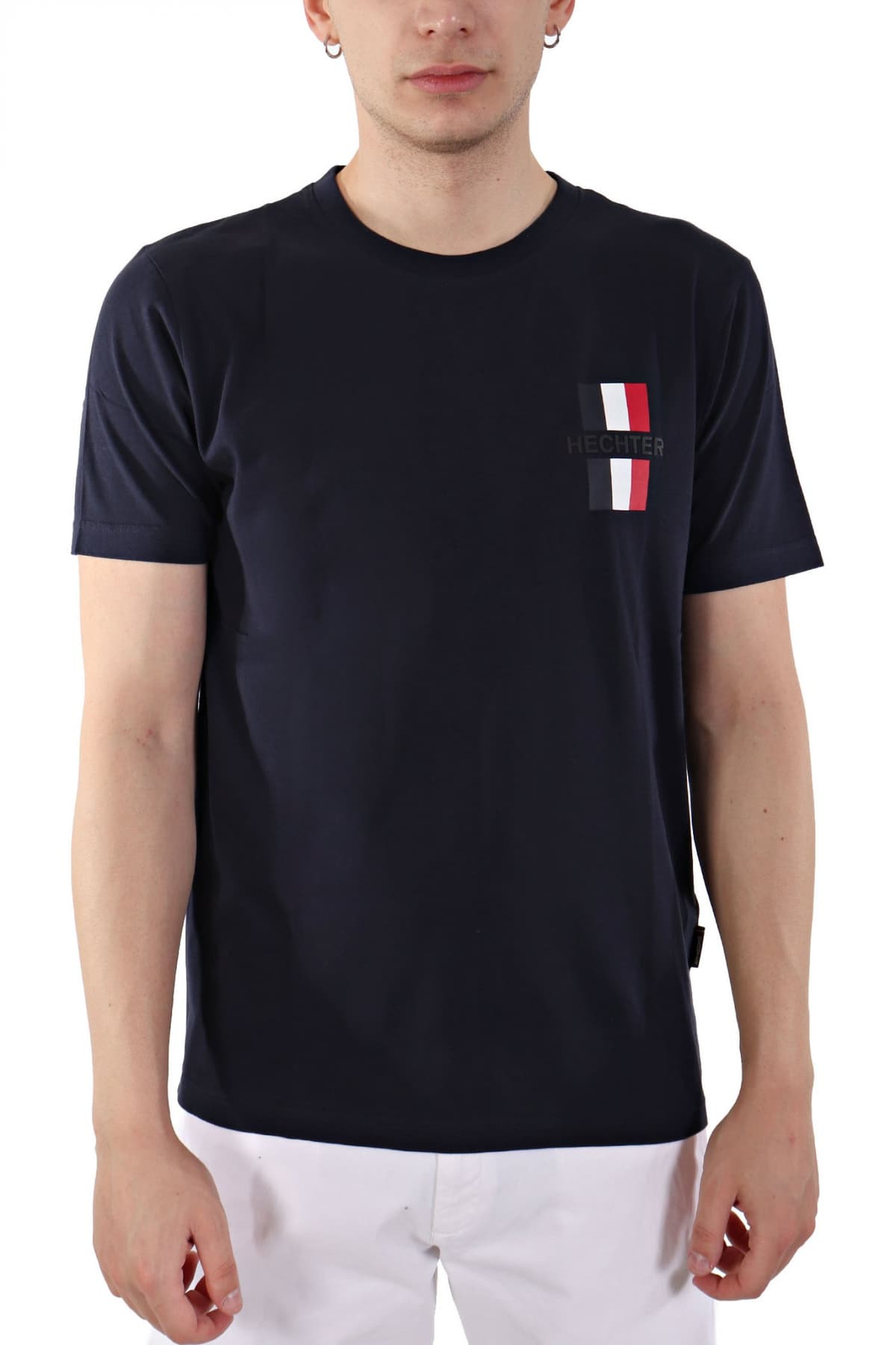 HECHTER T-SHIRT JERSEY LOGO ΑΝΑΓΛΥΦΟ ΜΙΚΡΟ ΜΠΛΕ ΣΚΟΥΡΟ