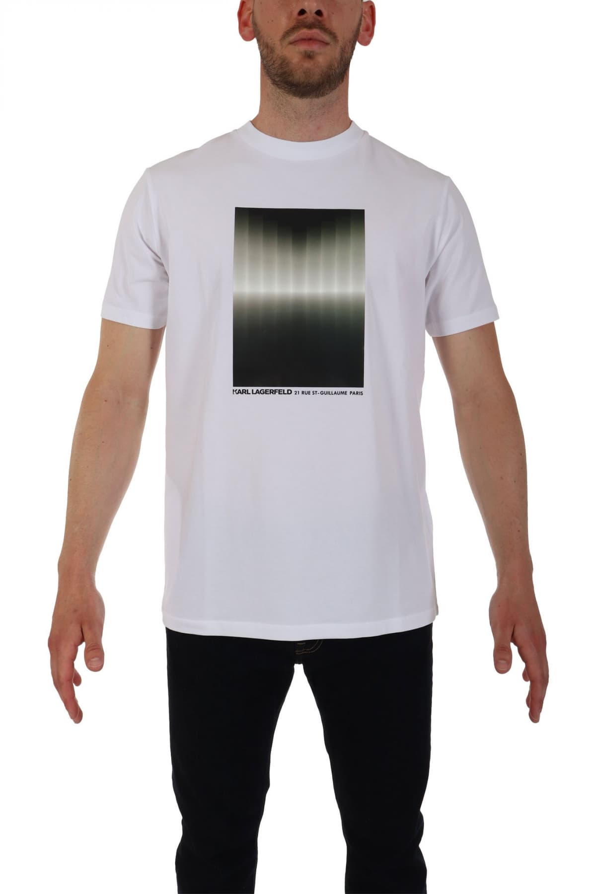 KARL LAGERFELD T-SHIRT CREW NECK LOGO ΜΑΥΡΟ