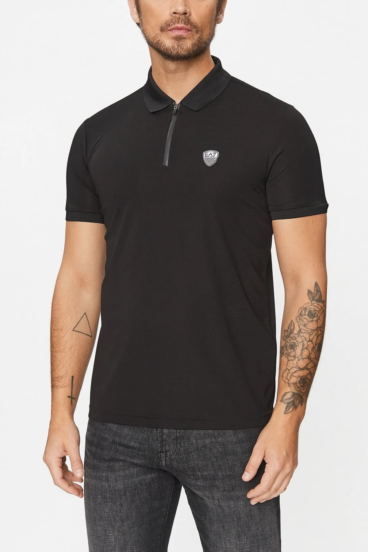 ARMANI 7 POLO HALFZIP LOGO ΛΕΥΚΟ