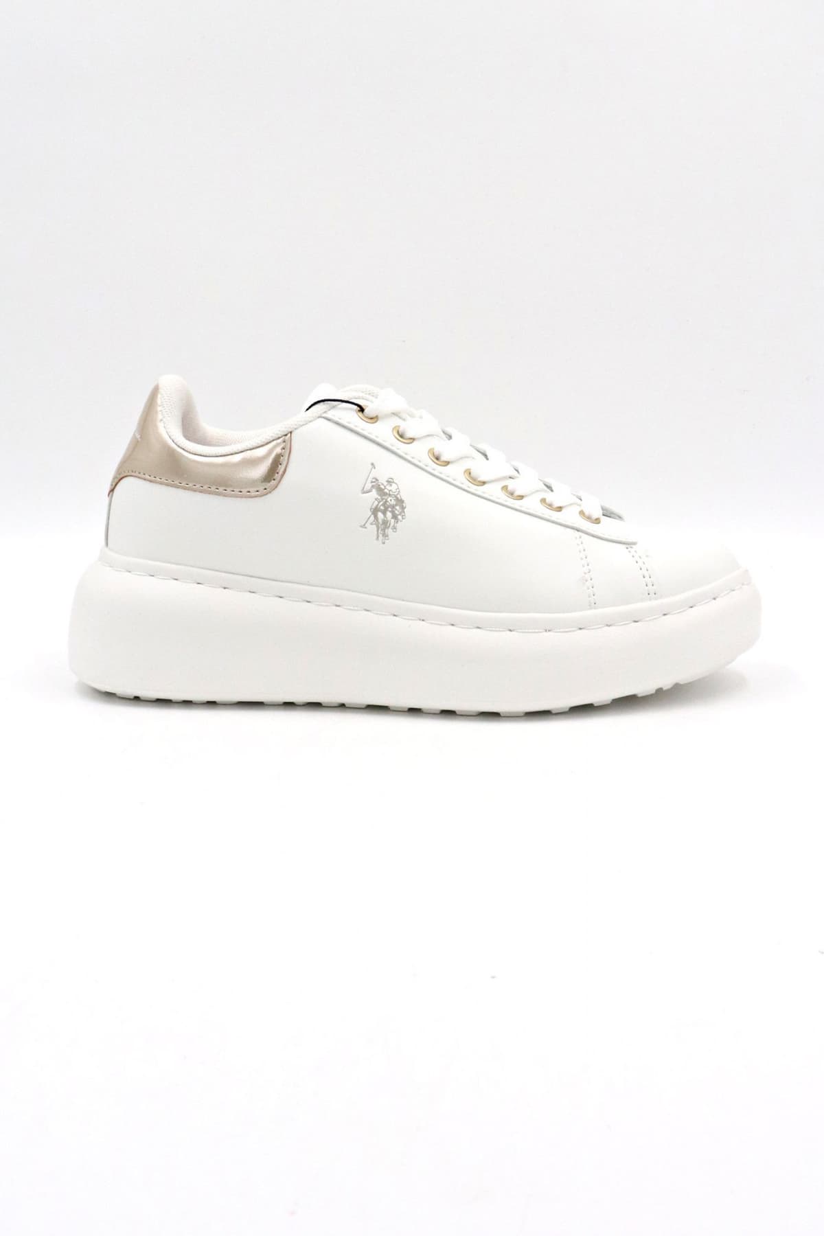 U.S. POLO ASSN. ΠΑΠΟΥΤΣΙΑ SNEAKERS XΡΥΣΗ ΛΕΠΤΟΜΕΡΕΙΑ LOGO ΛΕΥΚΟ