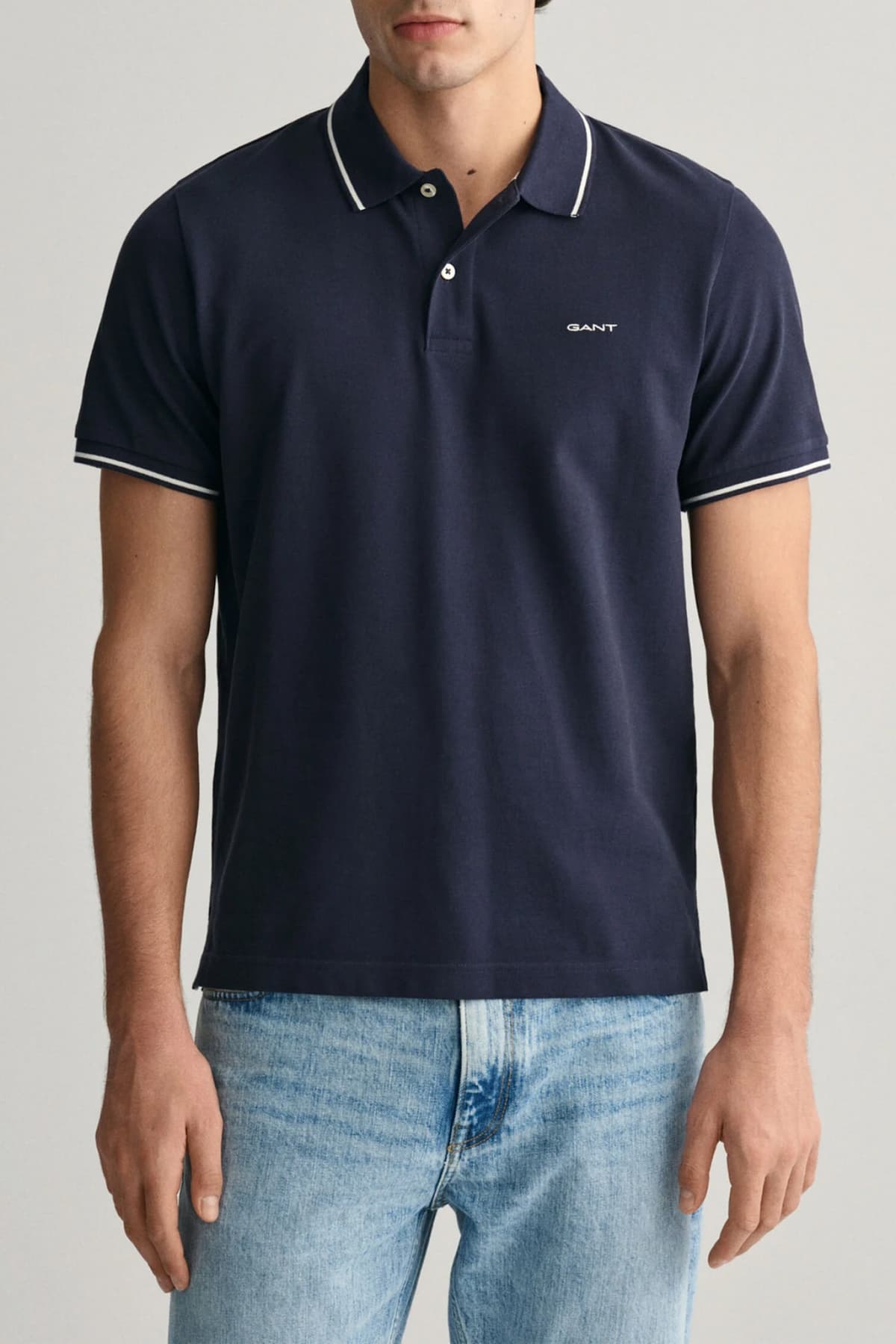 GANT POLO PIQUE TIPPING SS ΜΠΛΕ ΡΑΦ