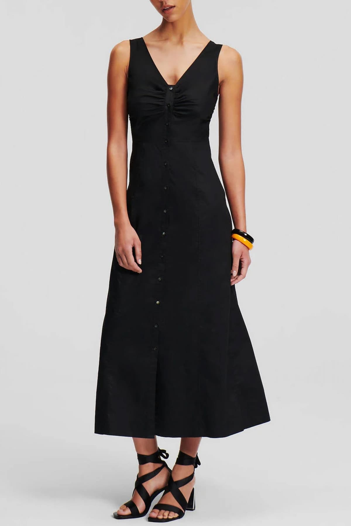 KARL LAGERFELD ΦΟΡΕΜΑ MAXI BUTTON DOWN ΜΑΥΡΟ