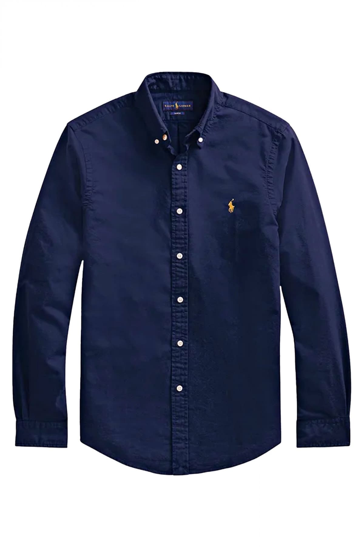 RALPH LAUREN ΠΟΥΚΑΜΙΣΟ BUTTON DOWN OXFORD SLIM FIT LOGO ΜΠΛΕ