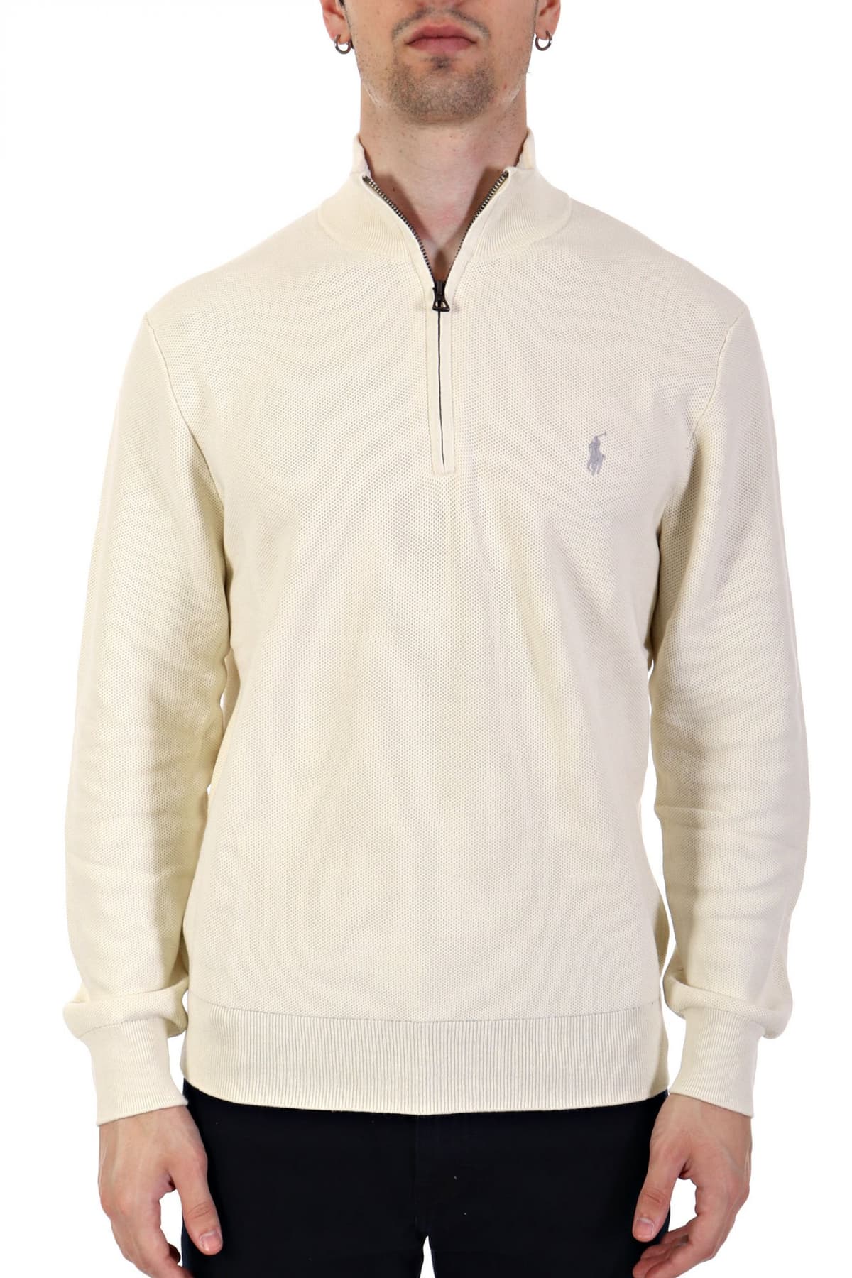 RALPH LAUREN ΠΛΕΚΤΟ HALFZIP LOGO ΕΚΡΟΥ