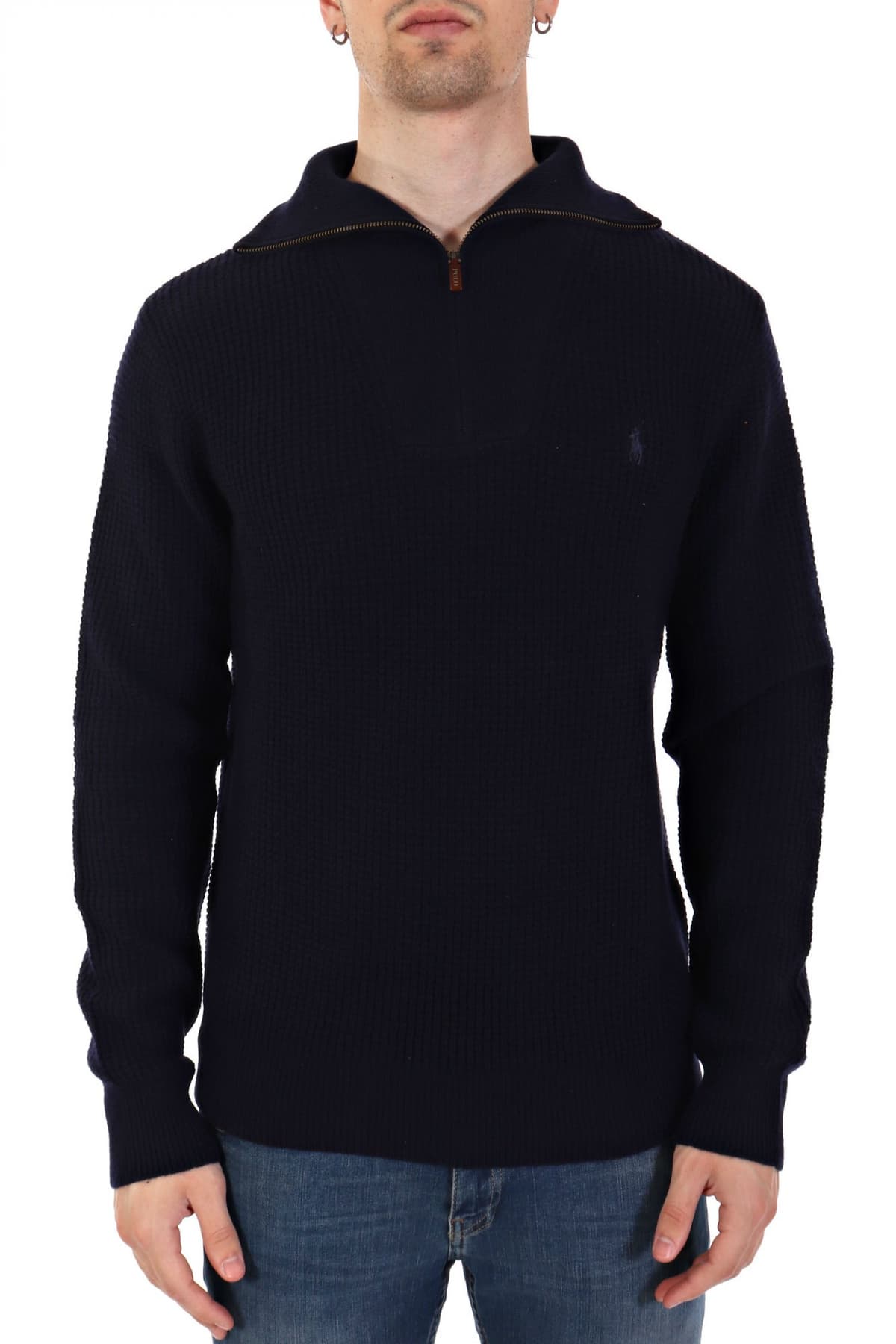 RALPH LAUREN ΠΛΕΚΤΟ HALFZIP LOGO ΜΠΛΕ