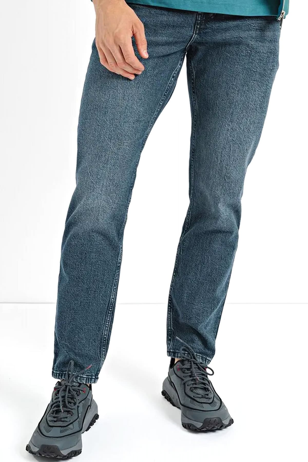KARL LAGERFELD JEANS ΠΑΝΤΕΛΟΝΙ JEANS TAPERED DENIM ΣΚΟΥΡΟ ΜΠΛΕ