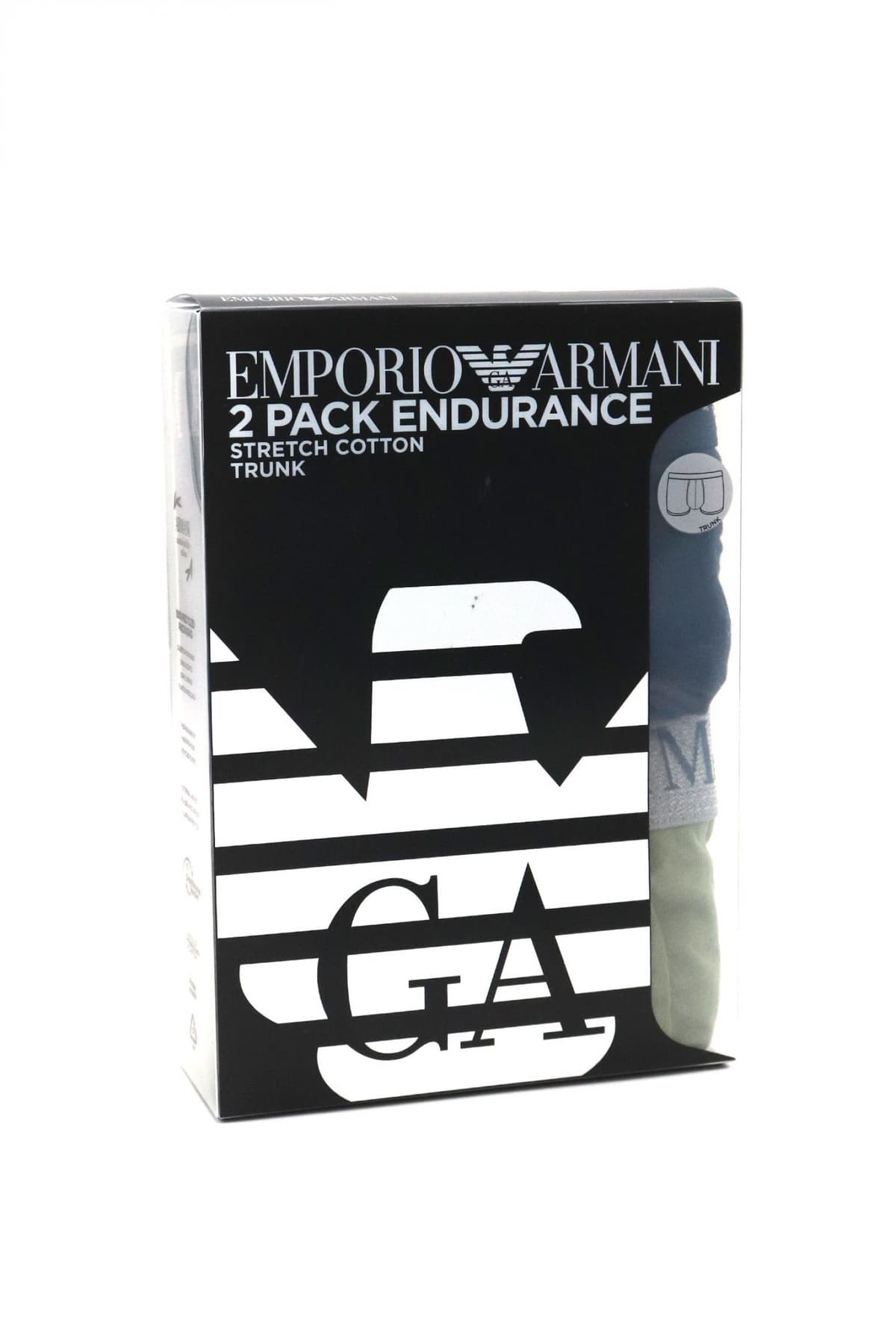 EMPORIO ARMANI ΕΣΩΡΟΥΧΑ 2PACK TRUNK COTTON STRETCH ΜΠΛΕ-ΧΑΚΙ