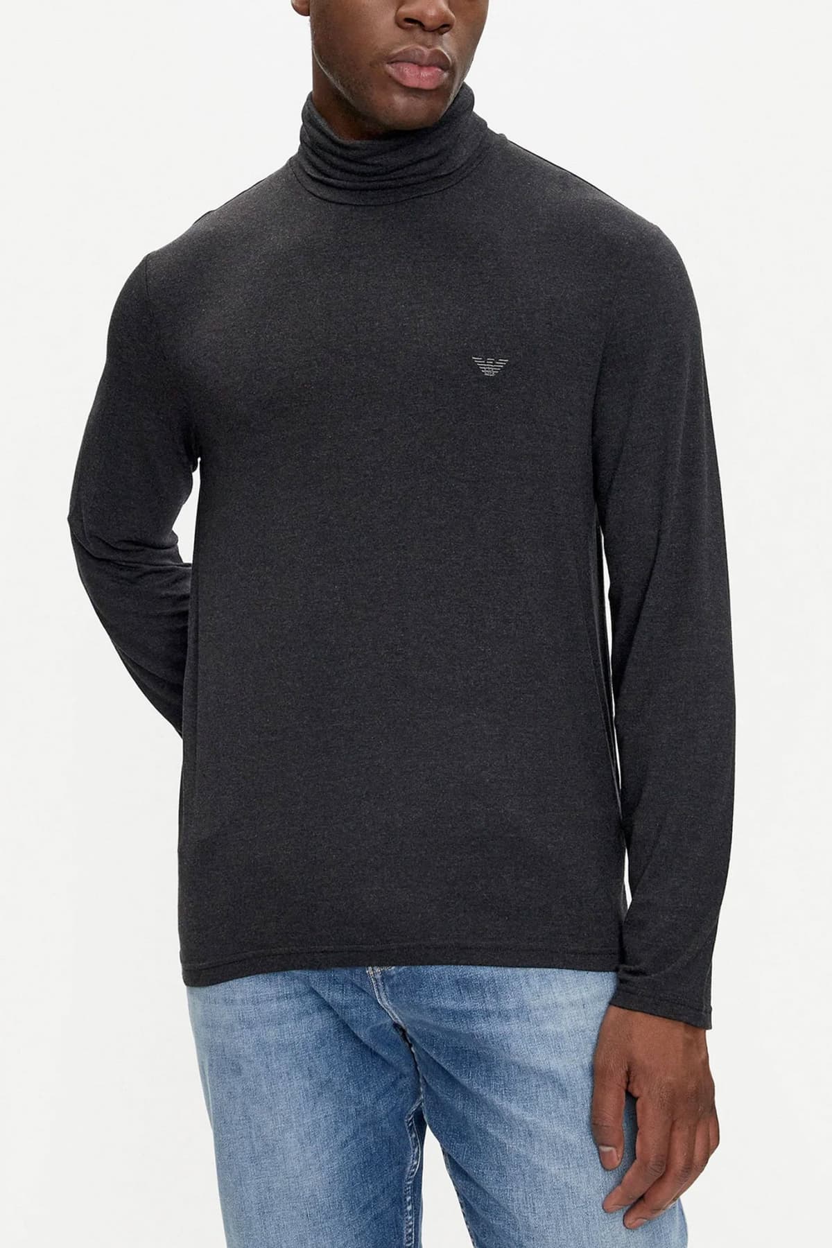 EMPORIO ARMANI T-SHIRT TURTLENECK LOGO ΑΝΘΡΑΚΙ