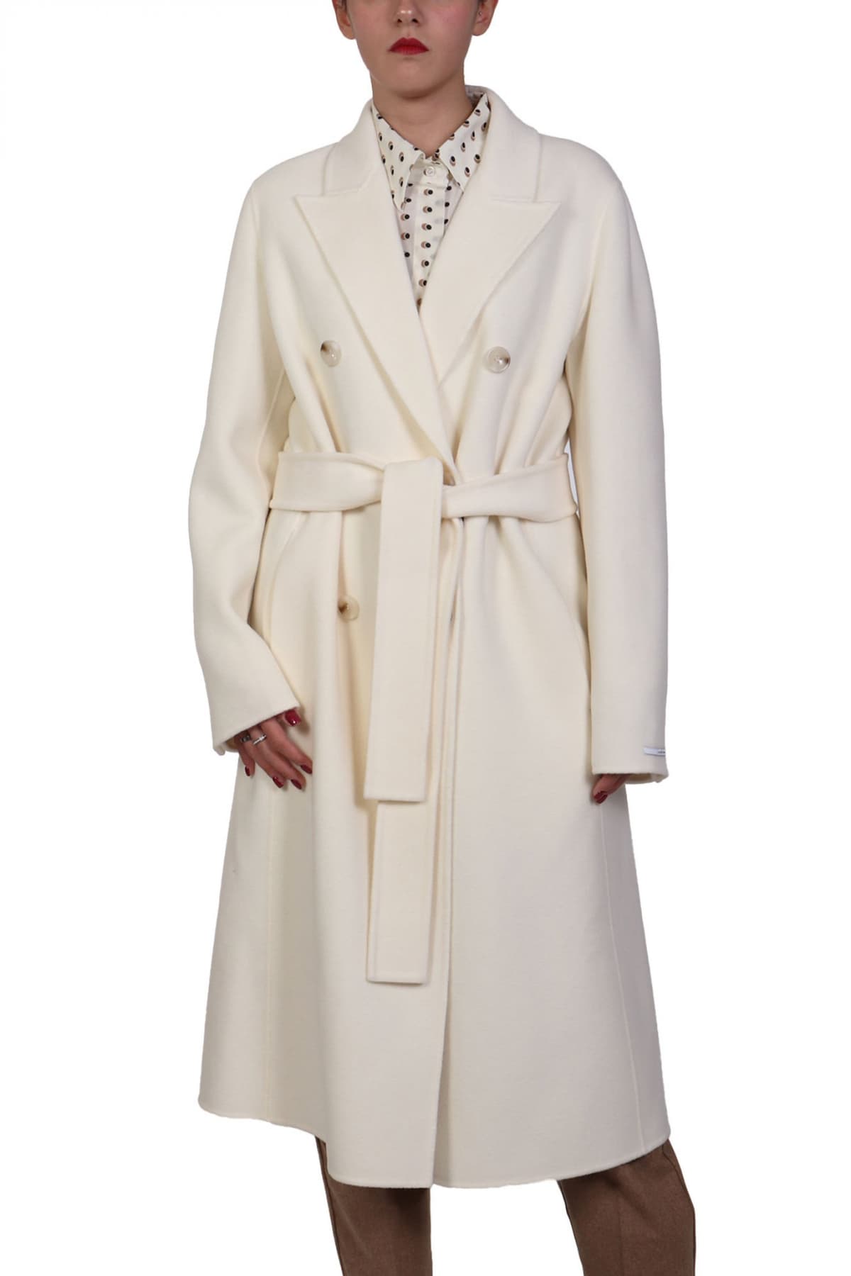 MARELLA 1 ΠΑΛΤΟ ZAMBIA ΜΑΛΛΙΝΟ ΜΑΚΡΥ ΣΤΑΥΡΩΤΟ ΕΚΡΟΥ