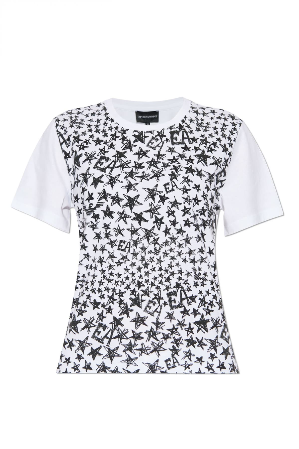 EMPORIO ARMANI T-SHIRT ΤΥΠΩΜΑ ΑΣΤΕΡΙΑ ΜΑΥΡΟ/ΛΕΥΚΟ
