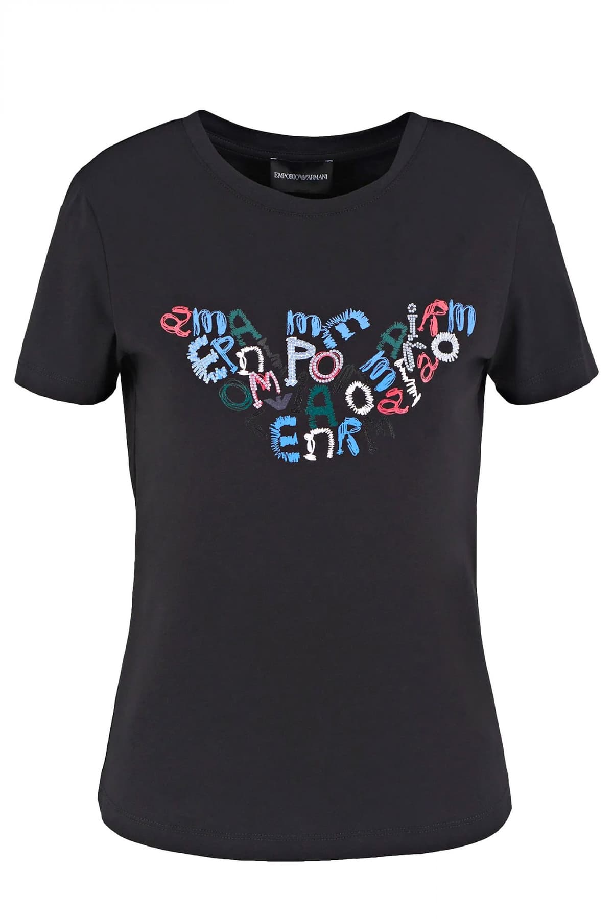 EMPORIO ARMANI T-SHIRT ΤΥΠΩΜΑ LOGO ΜΑΥΡΟ