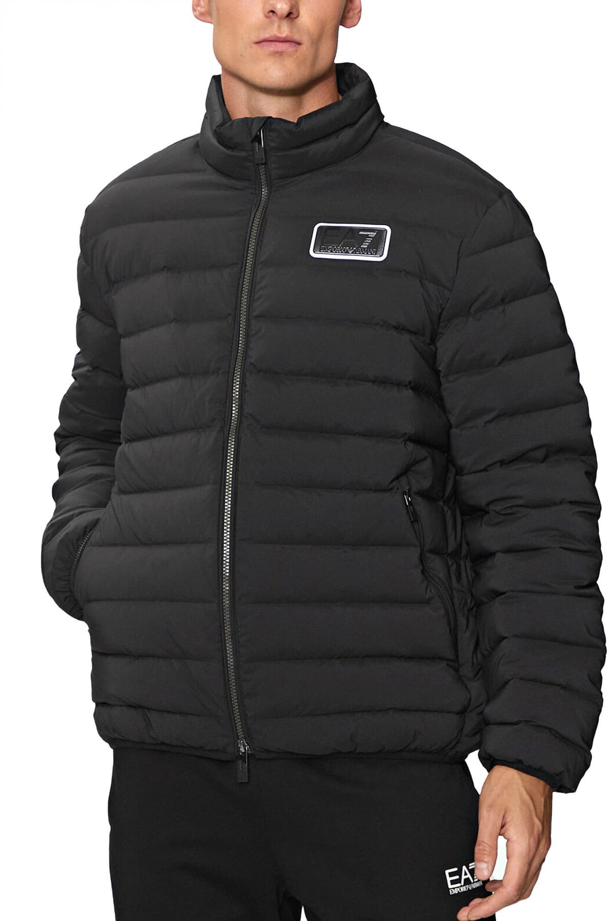 ARMANI 7 ΜΠΟΥΦΑΝ PUFFER LOGO ΓΚΡΙ-ΧΑΚΙ