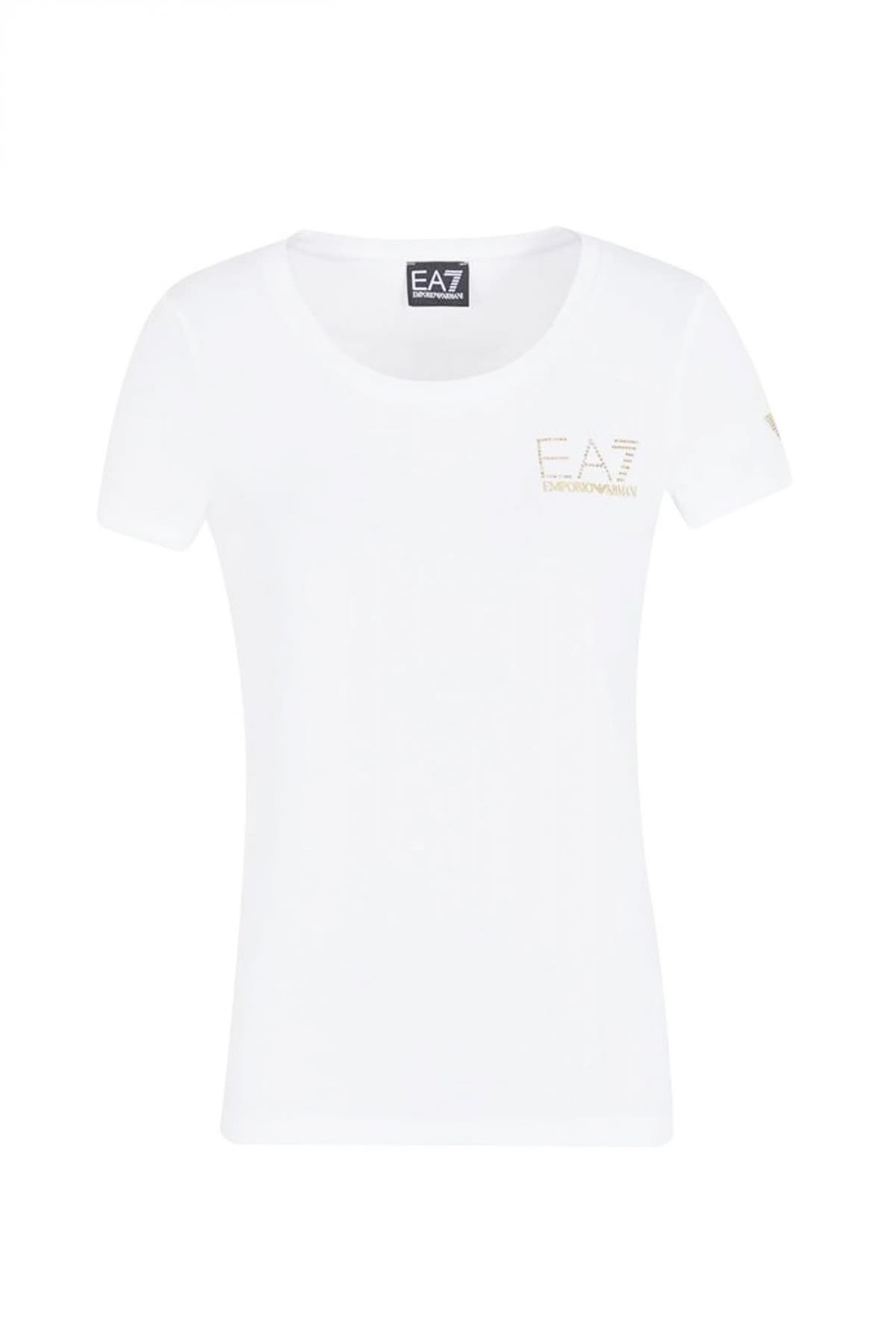 ARMANI 7 T-SHIRT ΛΑΙΜΟΚΟΨΗ LOGO ΛΕΥΚΟ