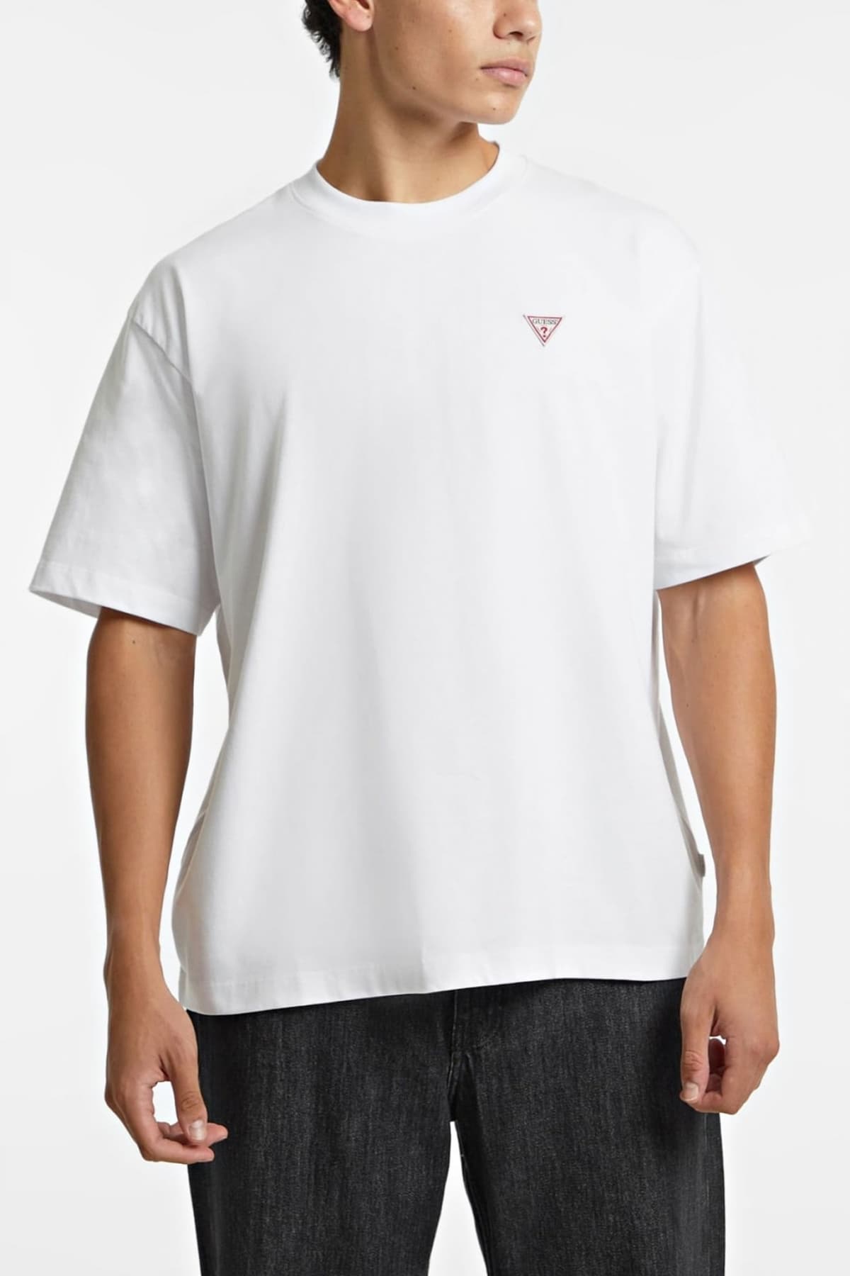 GUESS JEANS T-SHIRT CREWNECK OVERSIZED FIT LOGO ΓΚΡΙ