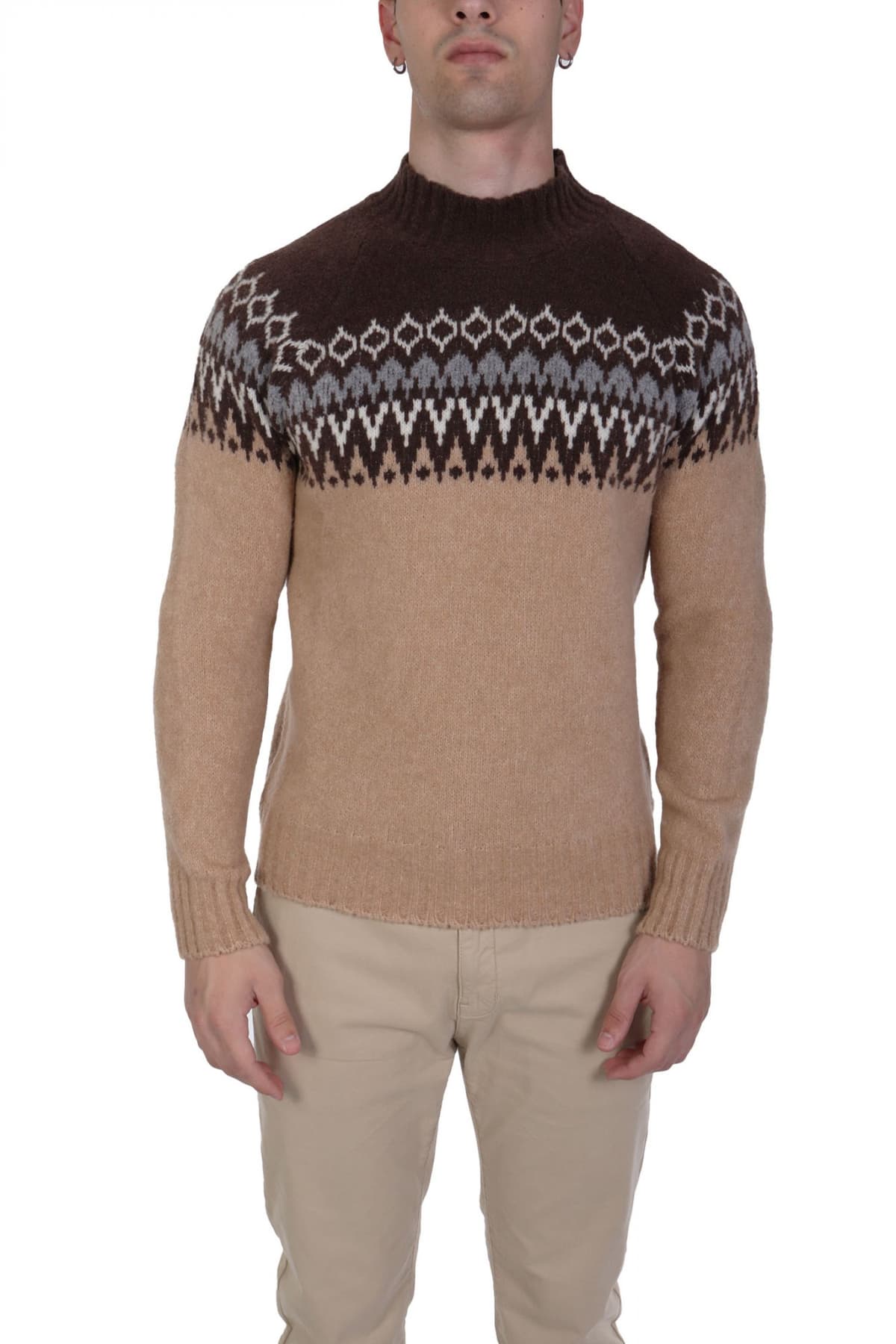 GRAN SASSO ΠΛΕΚΤΟ CREW NECK MULTI ΕΚΡΟΥ