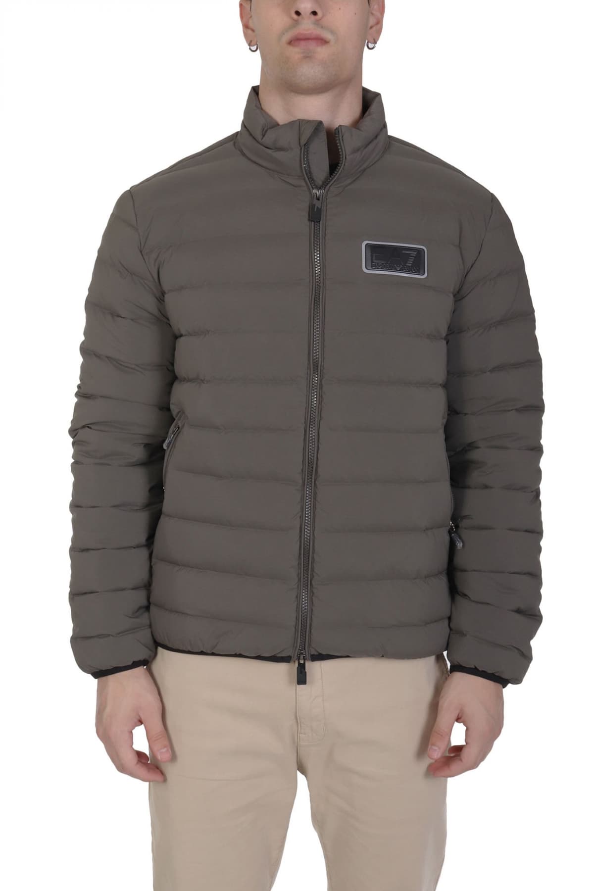ARMANI 7 ΜΠΟΥΦΑΝ PUFFER LOGO ΓΚΡΙ-ΧΑΚΙ
