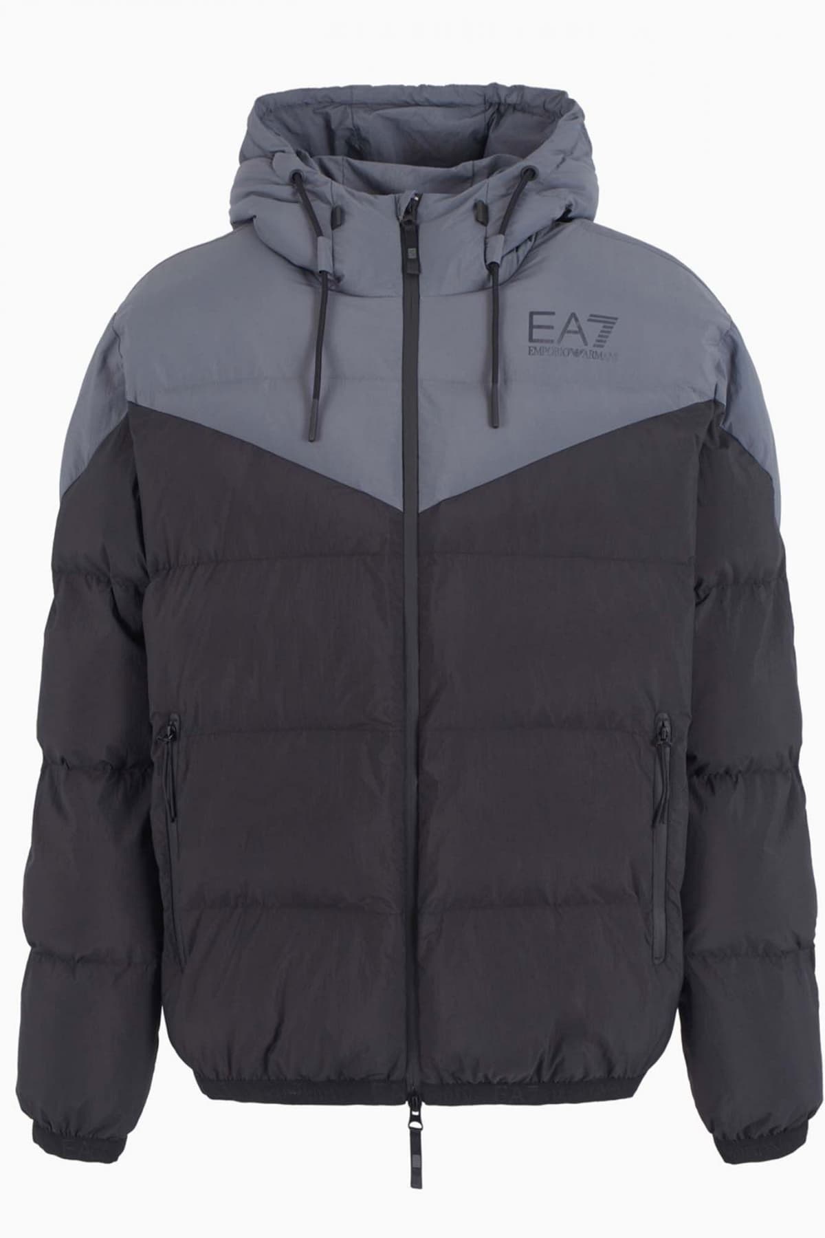 ARMANI 7 ΜΠΟΥΦΑΝ ΦΟΥΣΚΩΤΟ HOODIE LOGO ΜΑΥΡΟ-ΓΚΡΙ