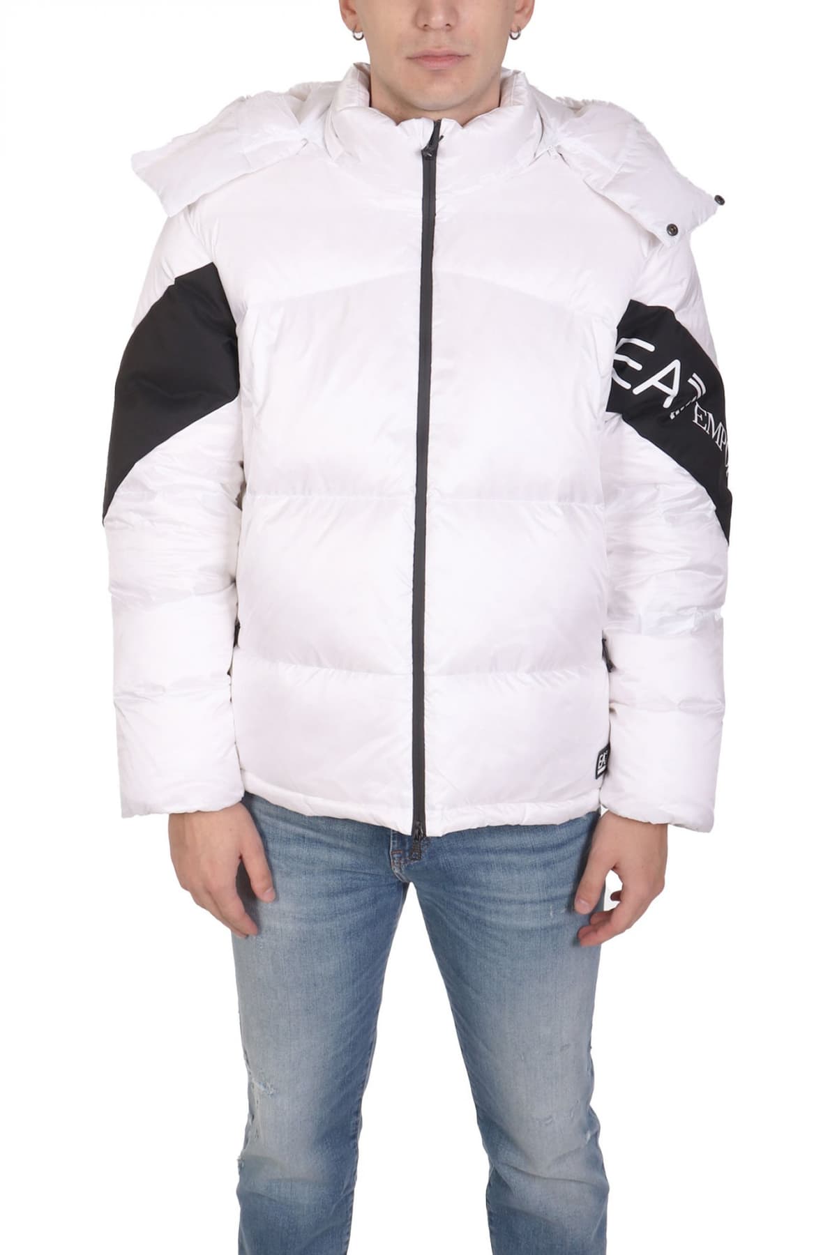 ARMANI 7 ΜΠΟΥΦΑΝ PUFFER ΑΠΟΣΠΩΜΕΝΗ ΚΟΥΚΟΥΛΑ LOGO ΛΕΥΚΟ