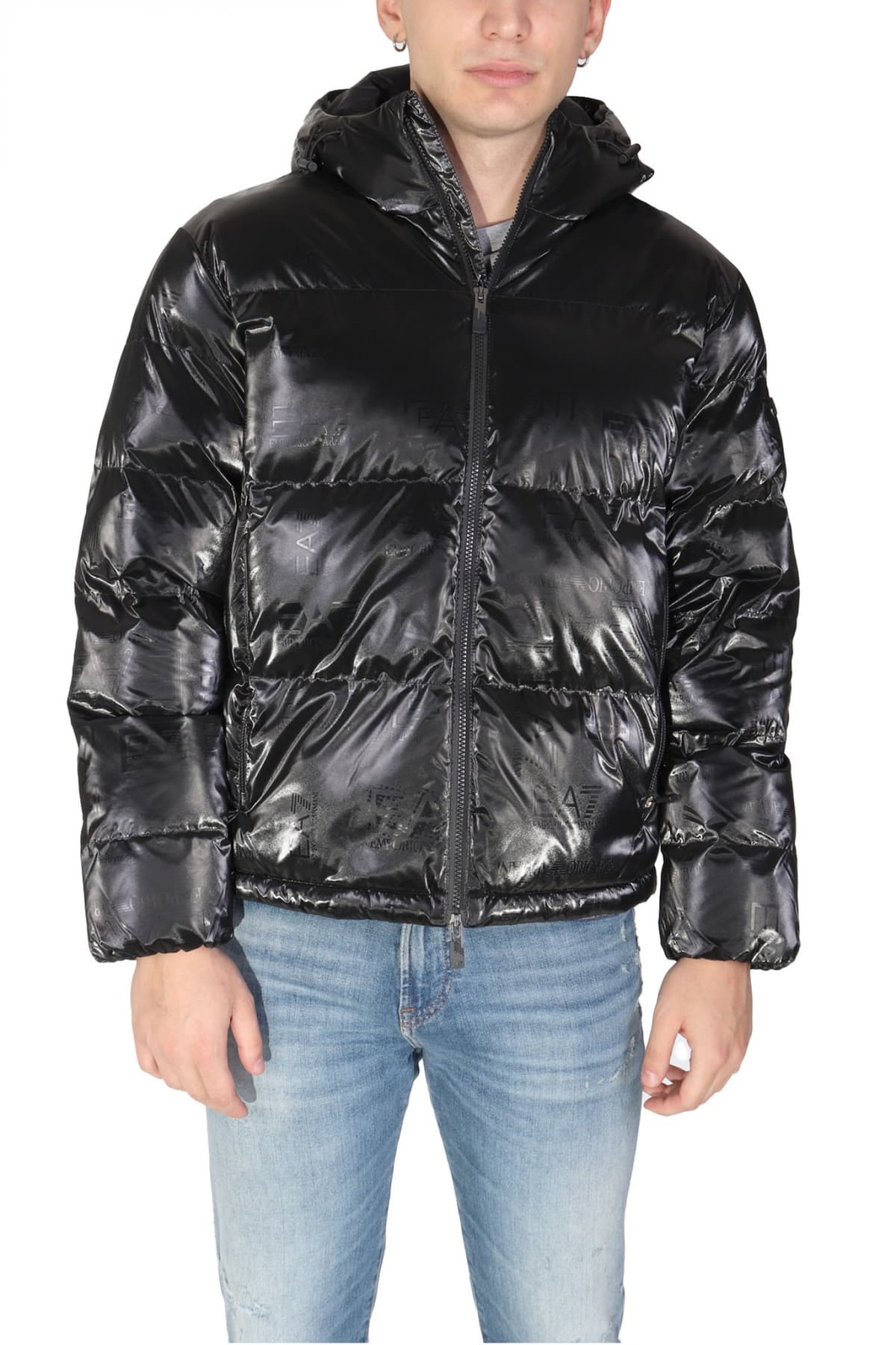 ARMANI 7 ΜΠΟΥΦΑΝ ΦΟΥΣΚΩΤΟ HOODIE LOGO ΜΑΥΡΟ