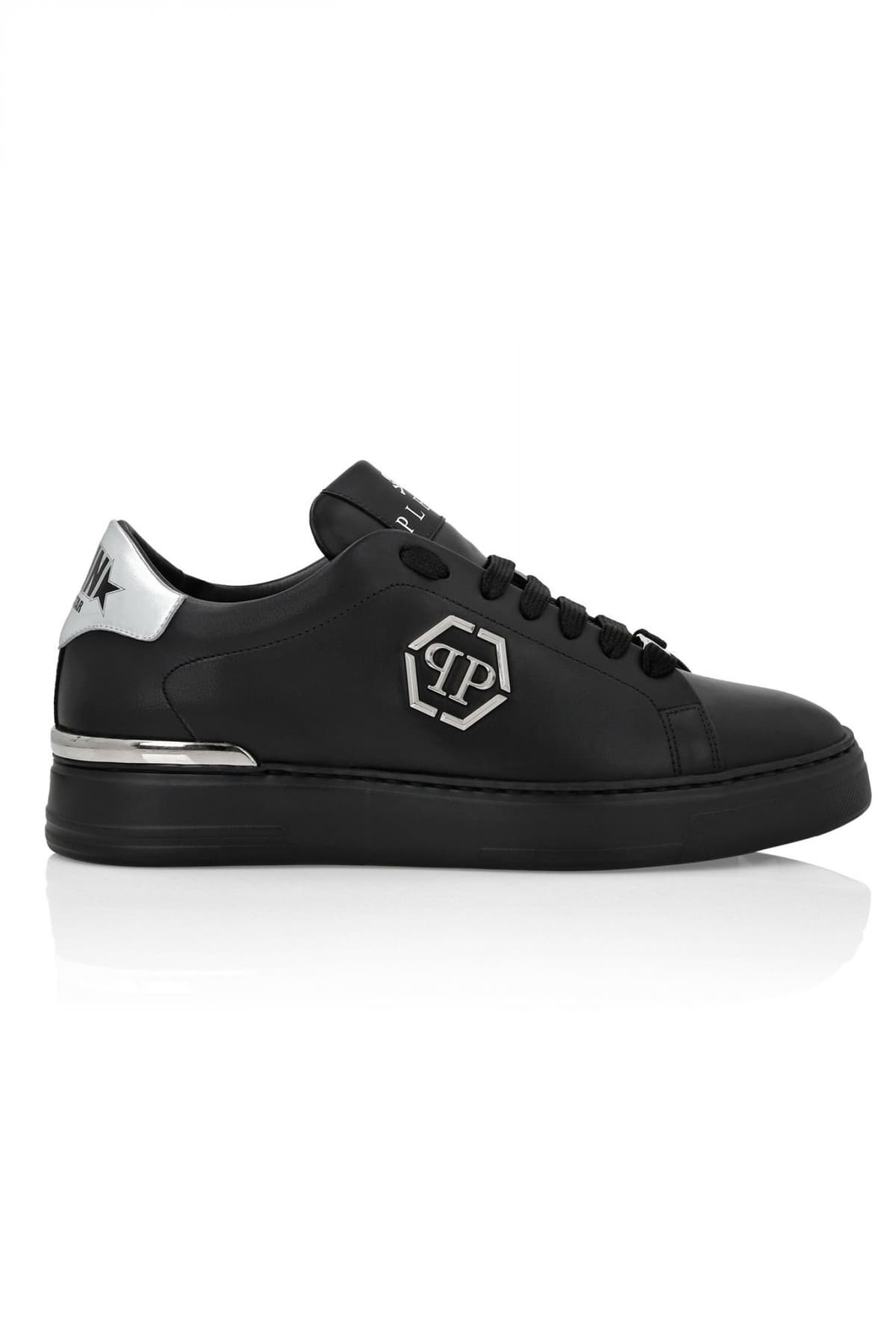 PHILIPP PLEIN ΠΑΠΟΥΤΣΙΑ SNEAKERS LO-TOP HEXAGON LOGO ΜΑΥΡΟ