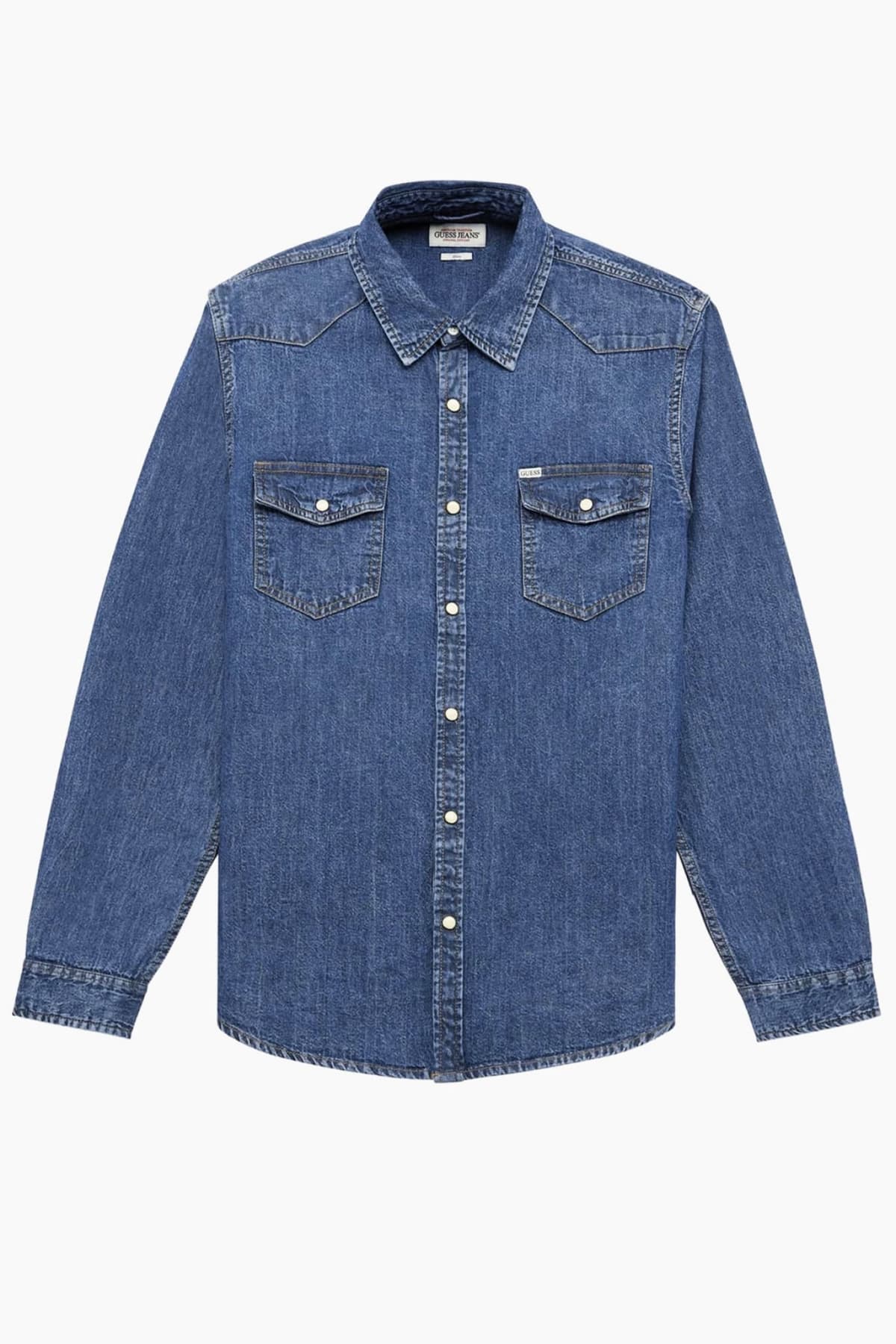 GUESS JEANS ΠΟΥΚΑΜΙΣΟ JEANS SLIM FIT ΜΠΛΕ