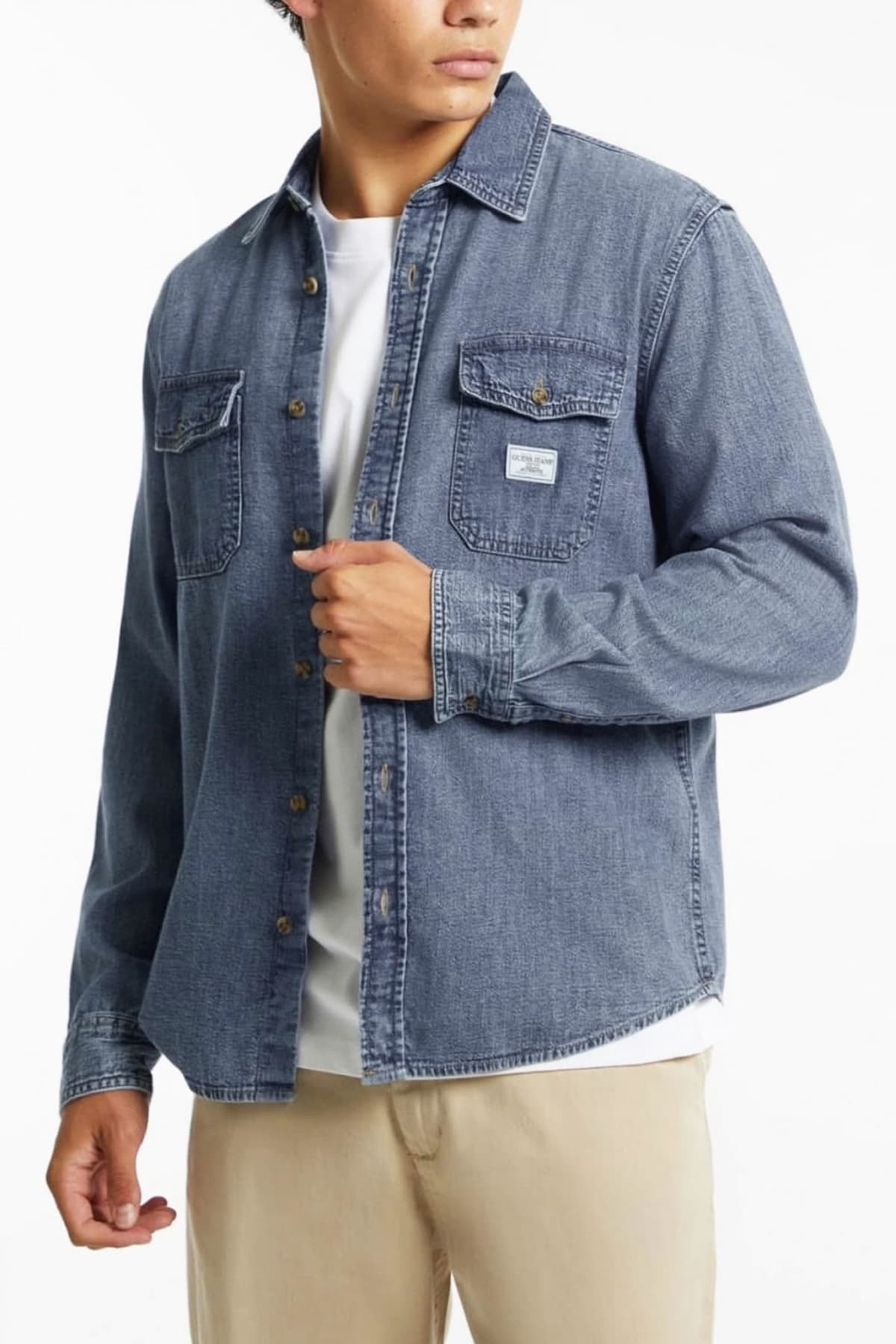 GUESS JEANS ΠΟΥΚΑΜΙΣΟ JEANS CLASSIC FIT ΜΠΛΕ