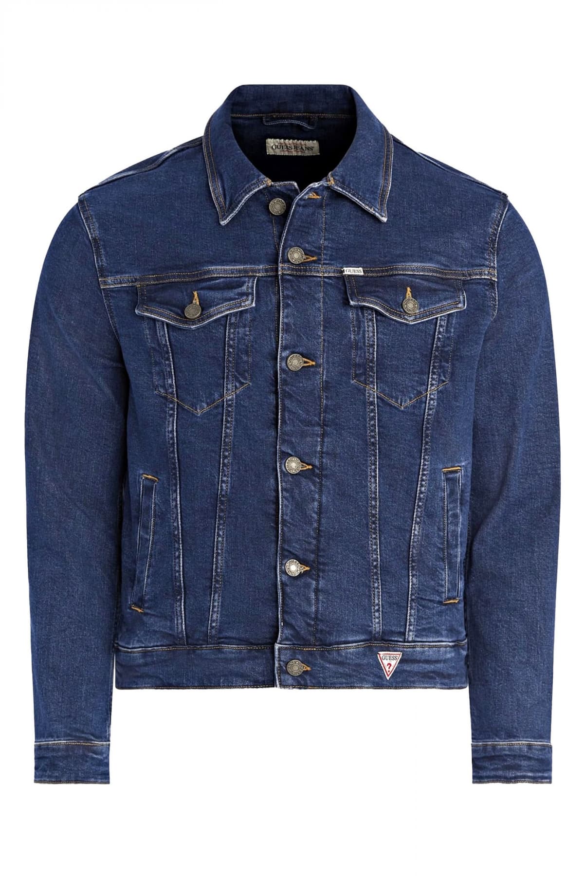 GUESS JEANS ΜΠΟΥΦΑΝ JACKET JEANS REGULAR FIT ΣΚΟΥΡΟ ΜΠΛΕ