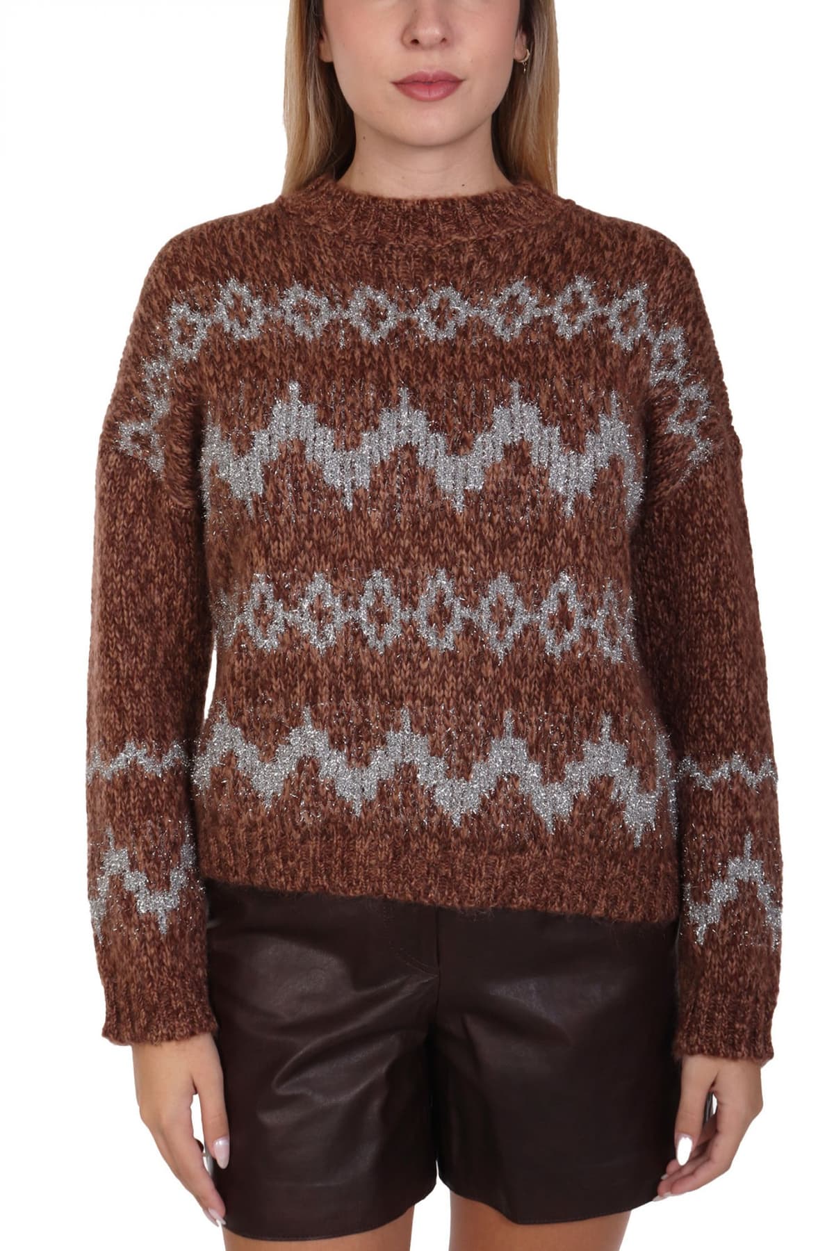 MAX MARA WEEKEND ΠΟΥΛΟΒΕΡ TRICOT-PULL-JERSEY YEN ΚΑΦΕ