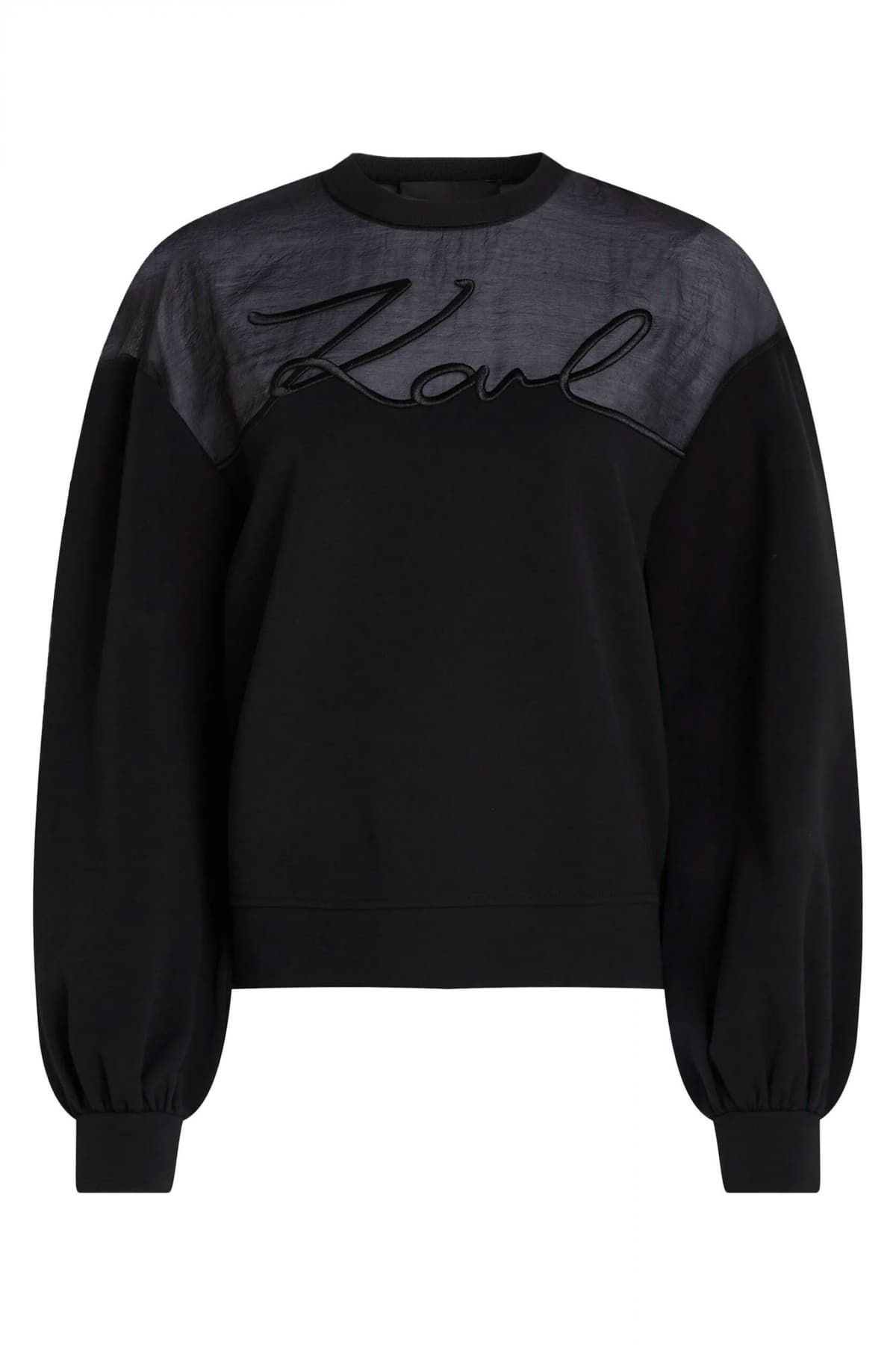 KARL LAGERFELD ΦΟΥΤΕΡ CREWNECK ΔΙΑΦΑΝΕΙΑ LOGO ΜΑΥΡΟ
