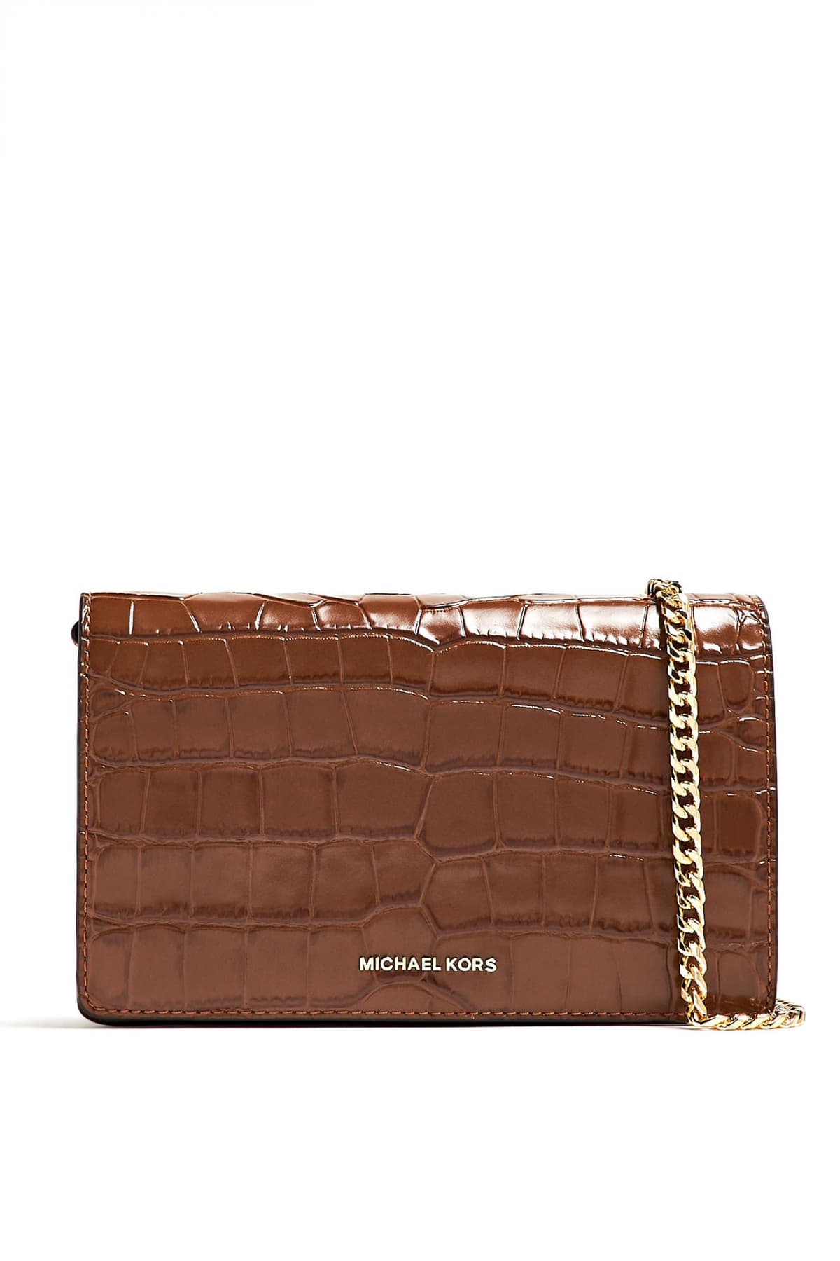 MICHAEL KORS ΤΣΑΝΤΑΚΙ CROSSBODY JET SET ΑΛΥΣΔΑ ΑΝΑΓΛΥΦΟ ΚΡΟΚΟ KAΦΕ